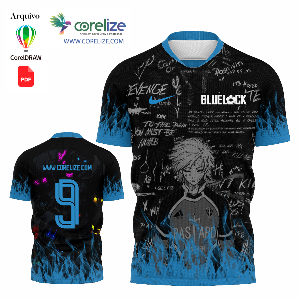 Arte: Arte Blue Lock futebol para sublimação de camiseta