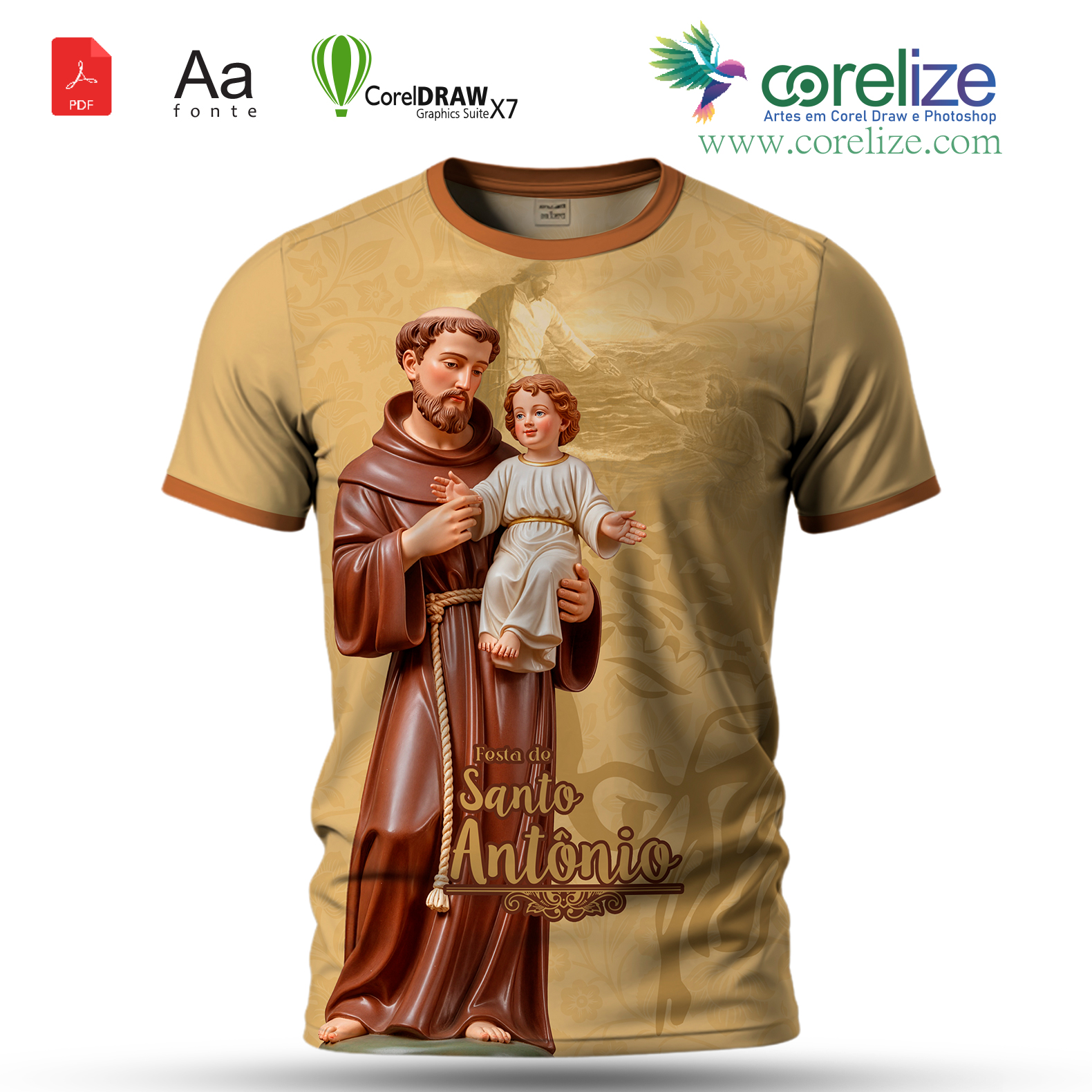 Arte: Arte 18 Festejo de São Antônio para sublimação de camiseta
