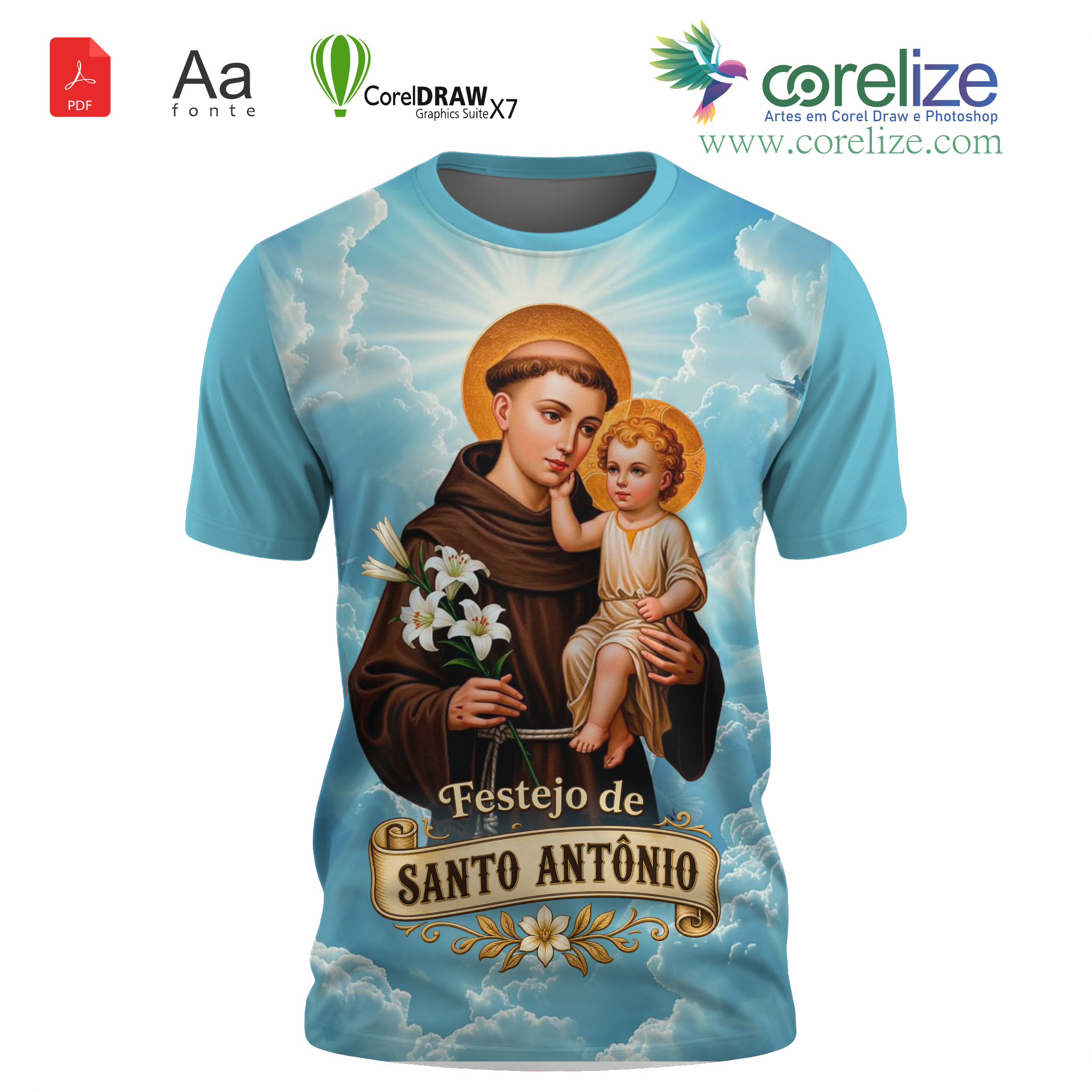 Arte: Arte 19 Festejo de São Antônio para sublimação de camiseta
