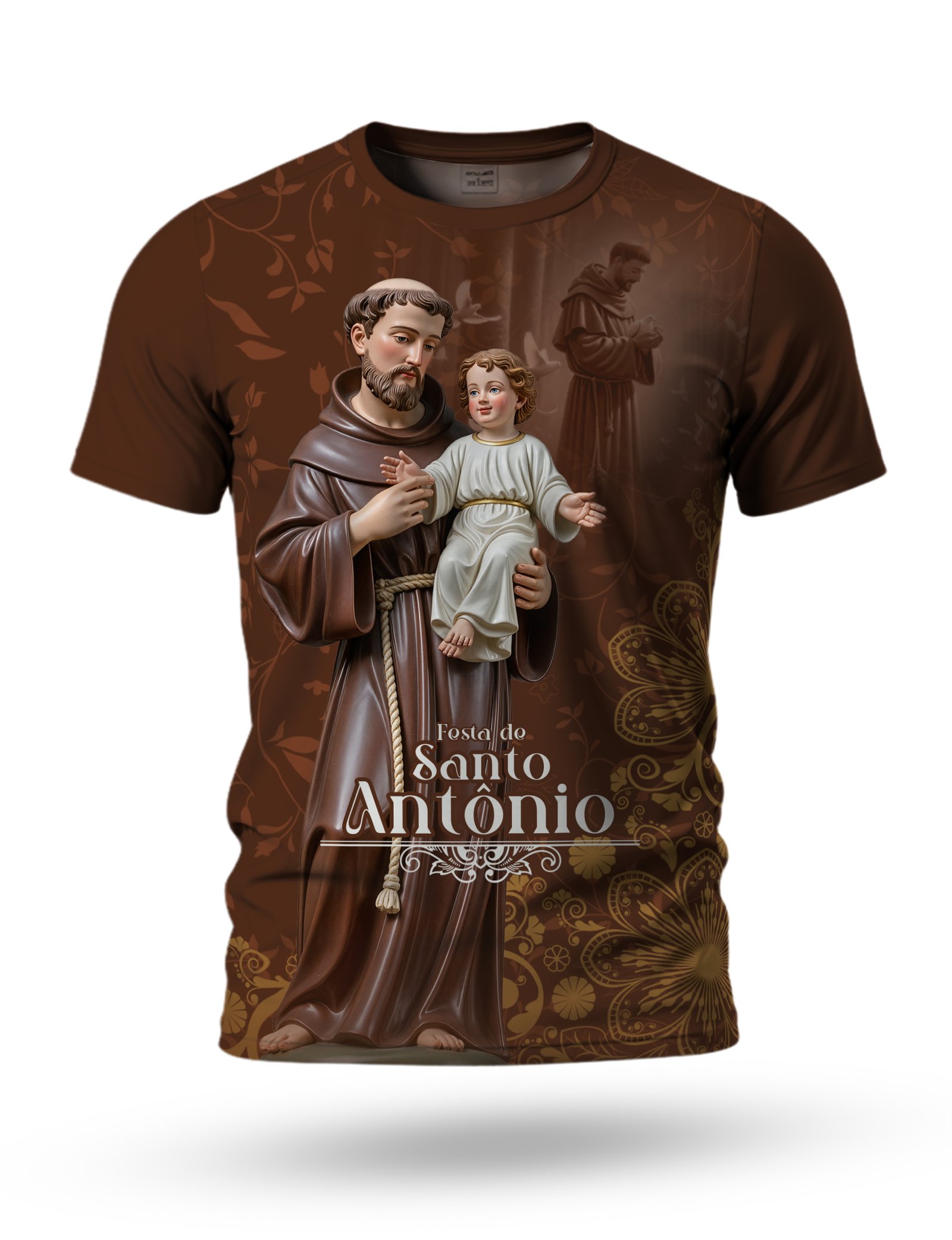 Arte camiseta de Santo Antônio para sublimação 02 tema marron