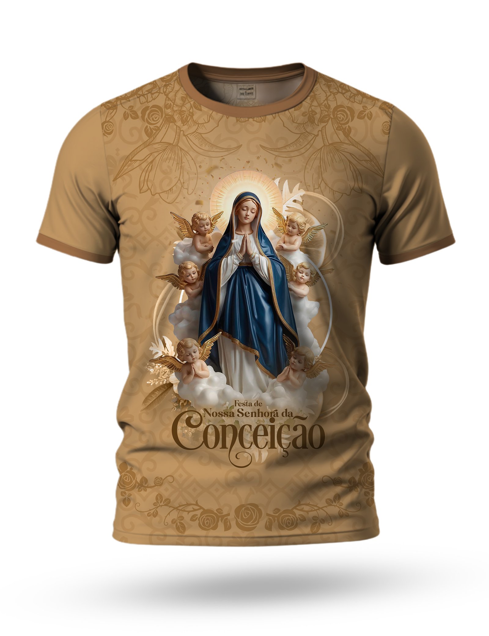 Arte Camiseta de Nossa Senhora da Conceição 01 tema marrom claro