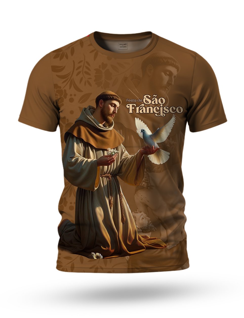 Arte Camiseta São Francisco de Assis 03 tema marrom claro