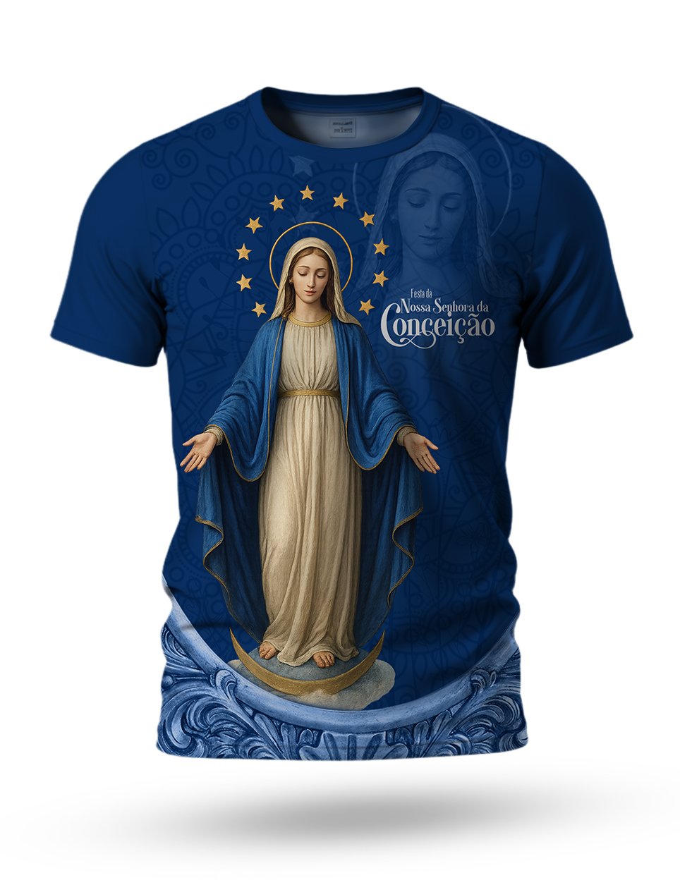 Arte Camiseta de Nossa Senhora da Conceição 02 tema azul