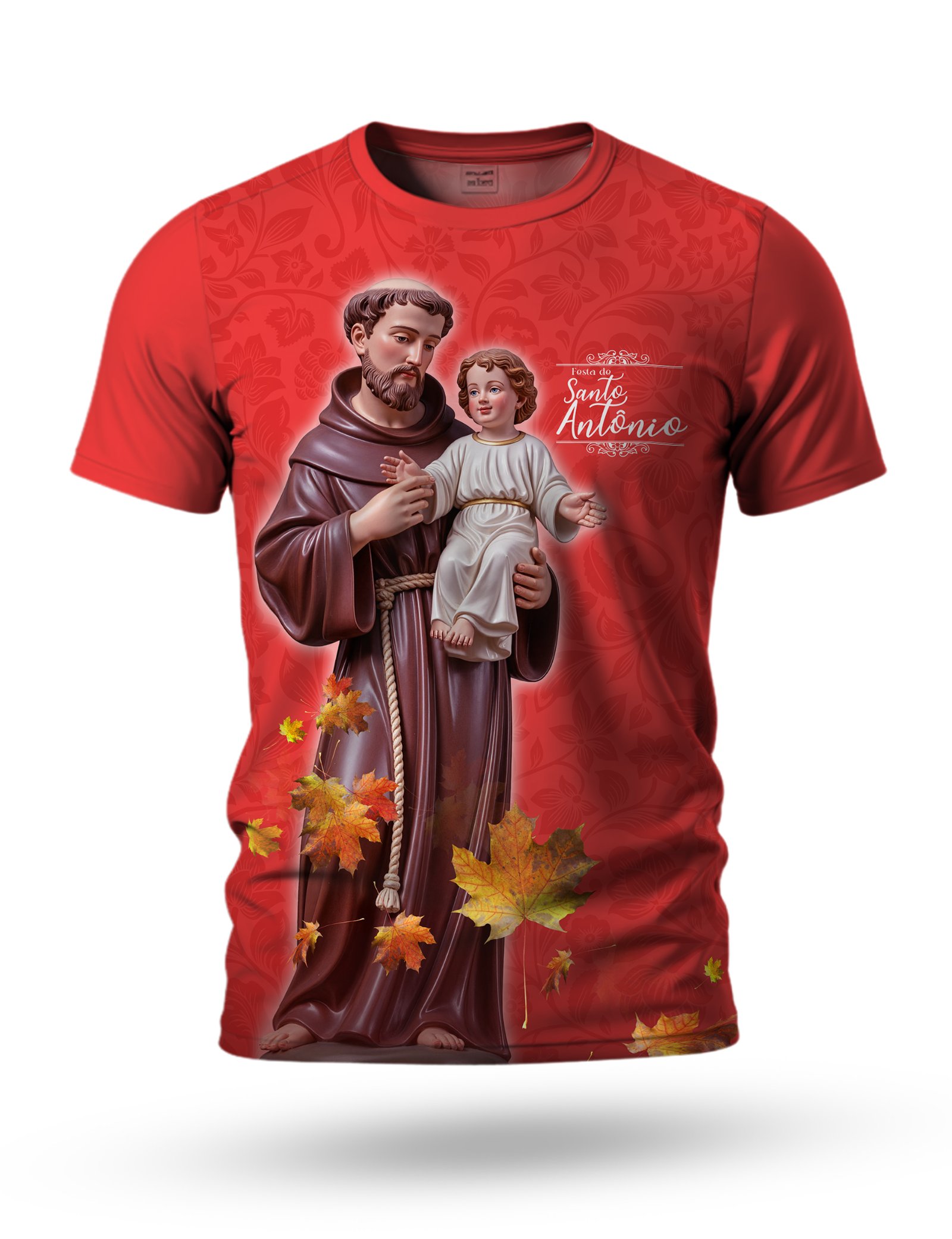 Arte camiseta de Santo Antônio para sublimação 04 tema vermelho
