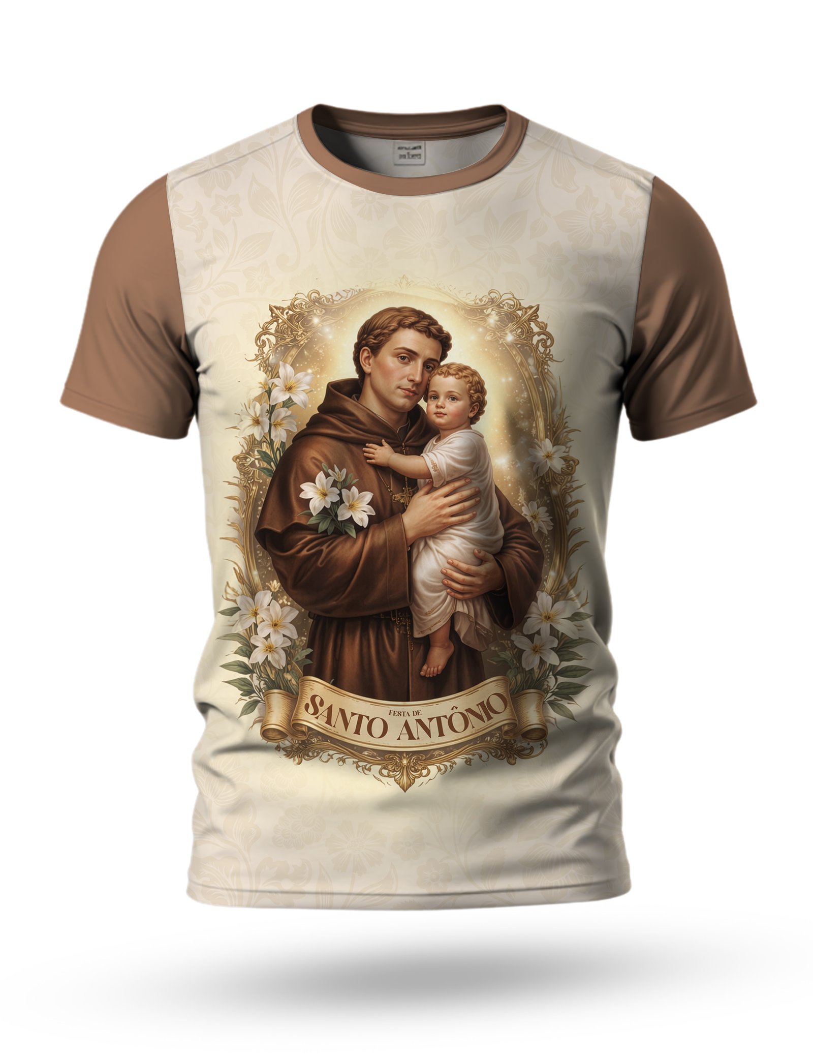Arte camiseta de Santo Antônio para sublimação 05 tema Bege