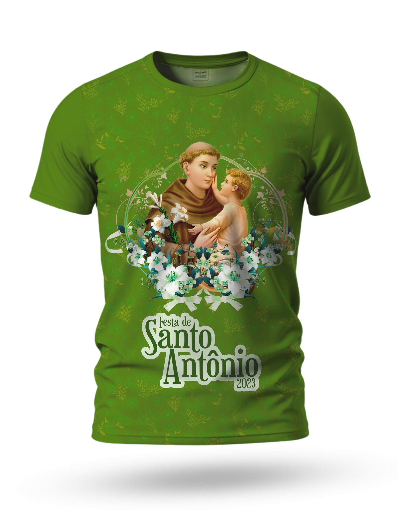 Arte camiseta de Santo Antônio para sublimação 08 tema verde