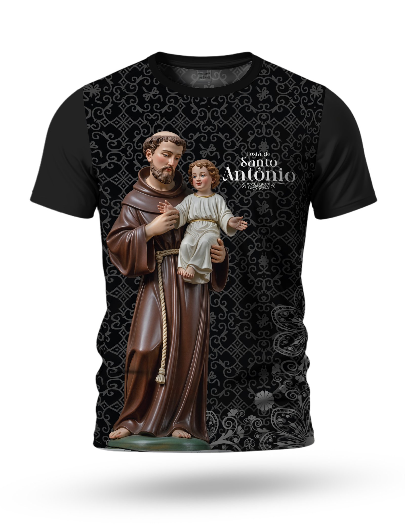 Arte camiseta de Santo Antônio para sublimação 10 tema black