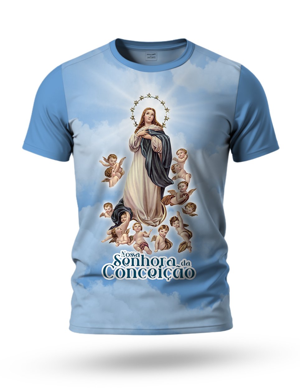 Arte Camiseta de Nossa Senhora da Conceição 04 tema azul claro