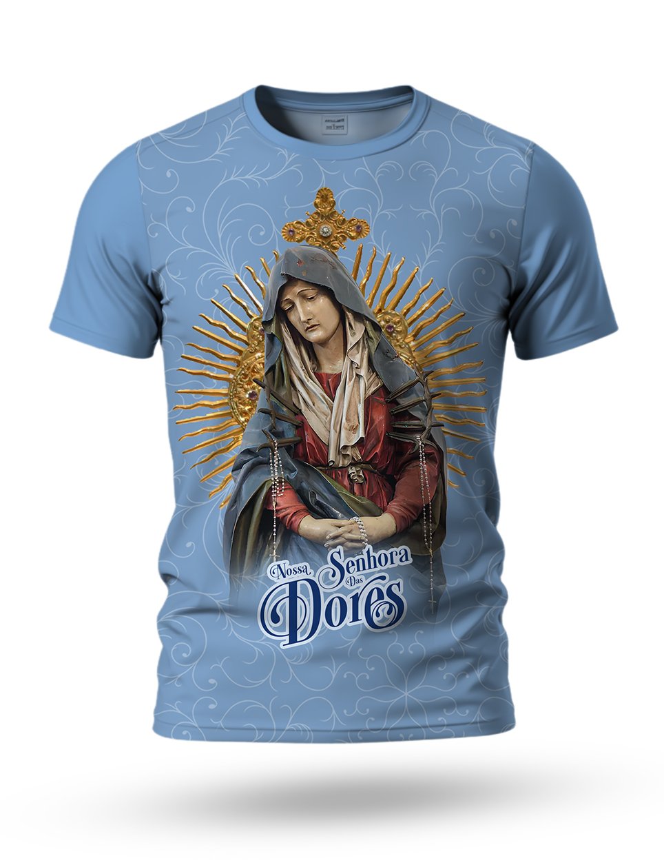 Arte Camiseta de Nossa Senhora das Dores 01 tema azul claro