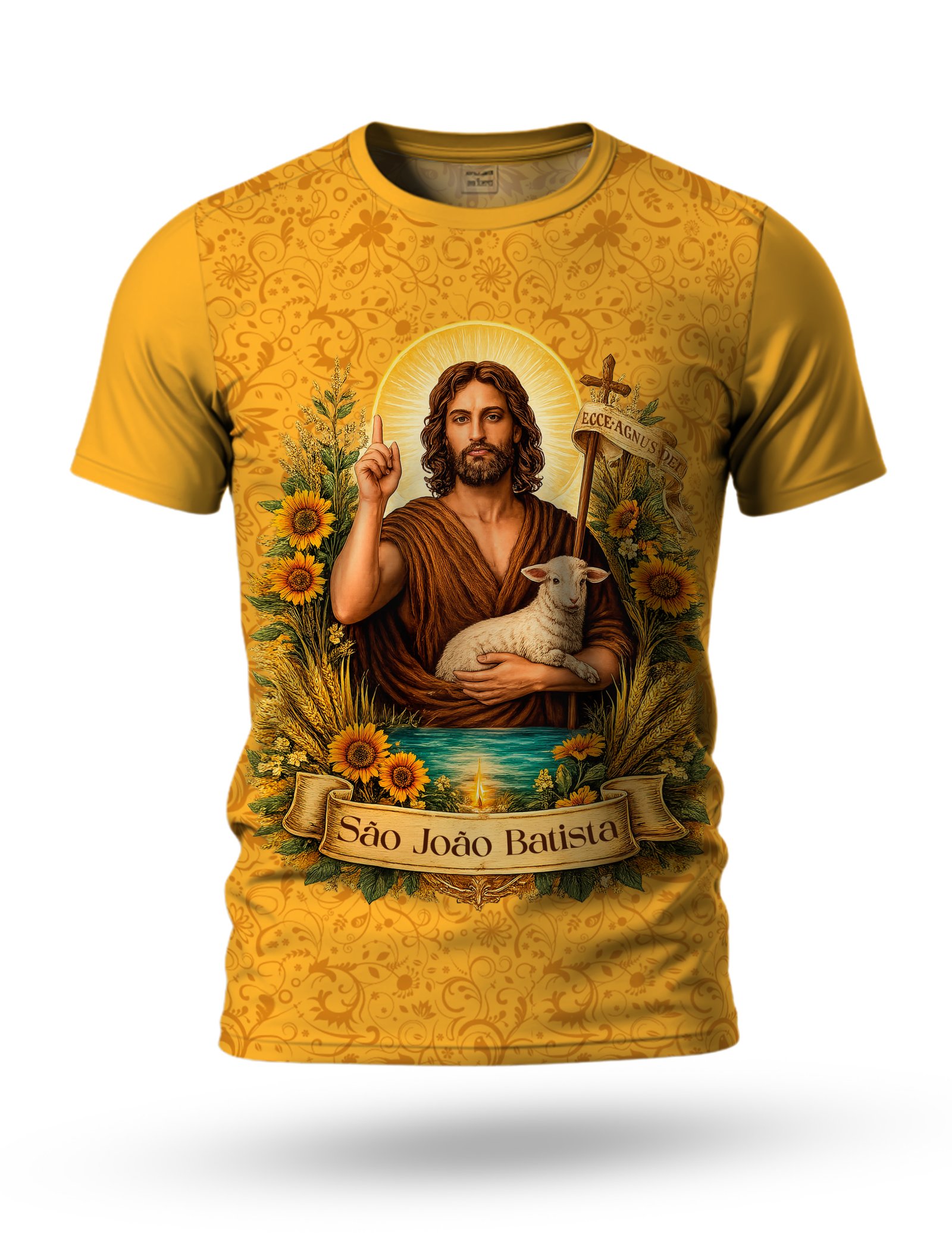 Arte Camiseta São João Batista 01 tema Amarelo