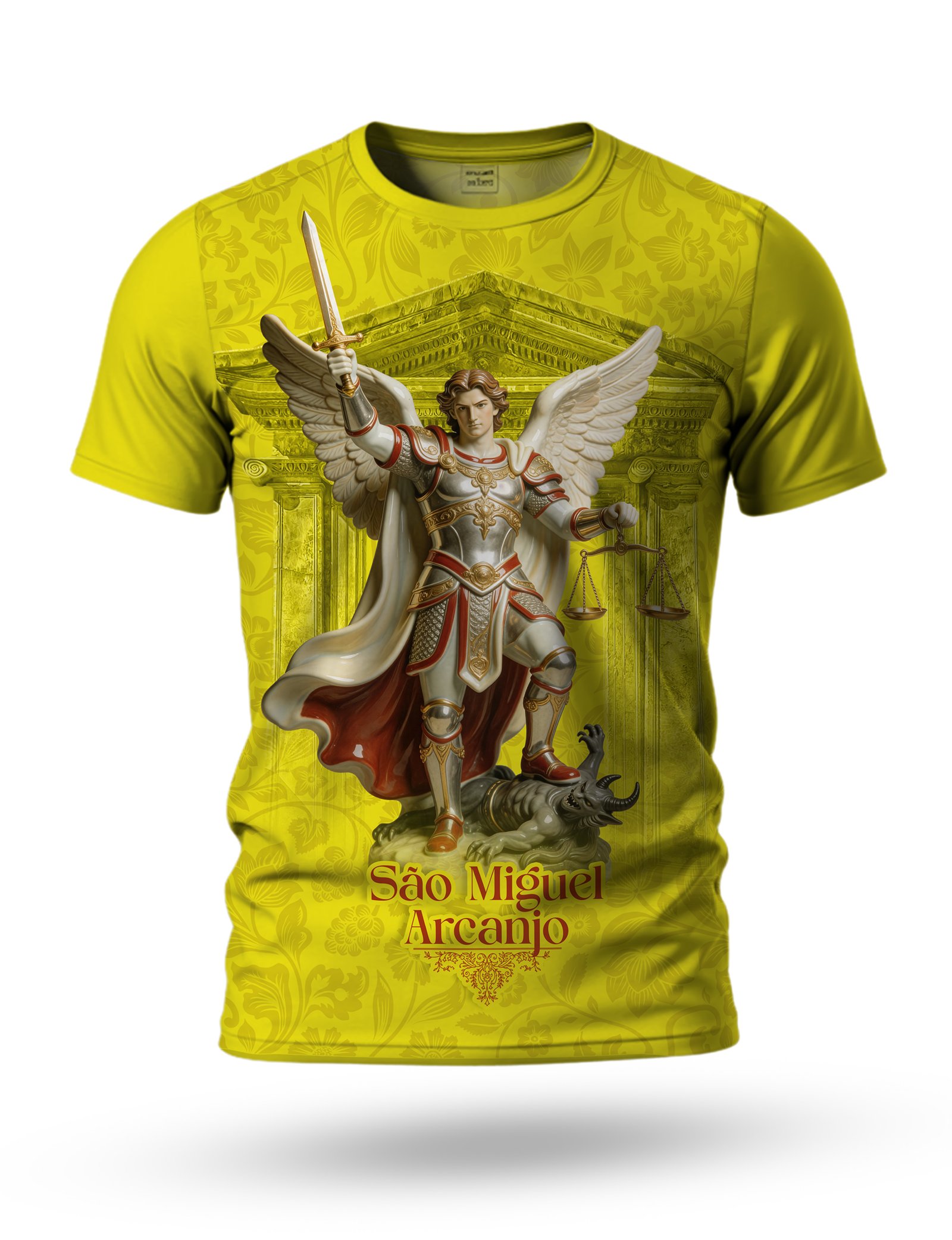 Arte Camiseta de São Miguel Arcanjo 02 tema amarelo