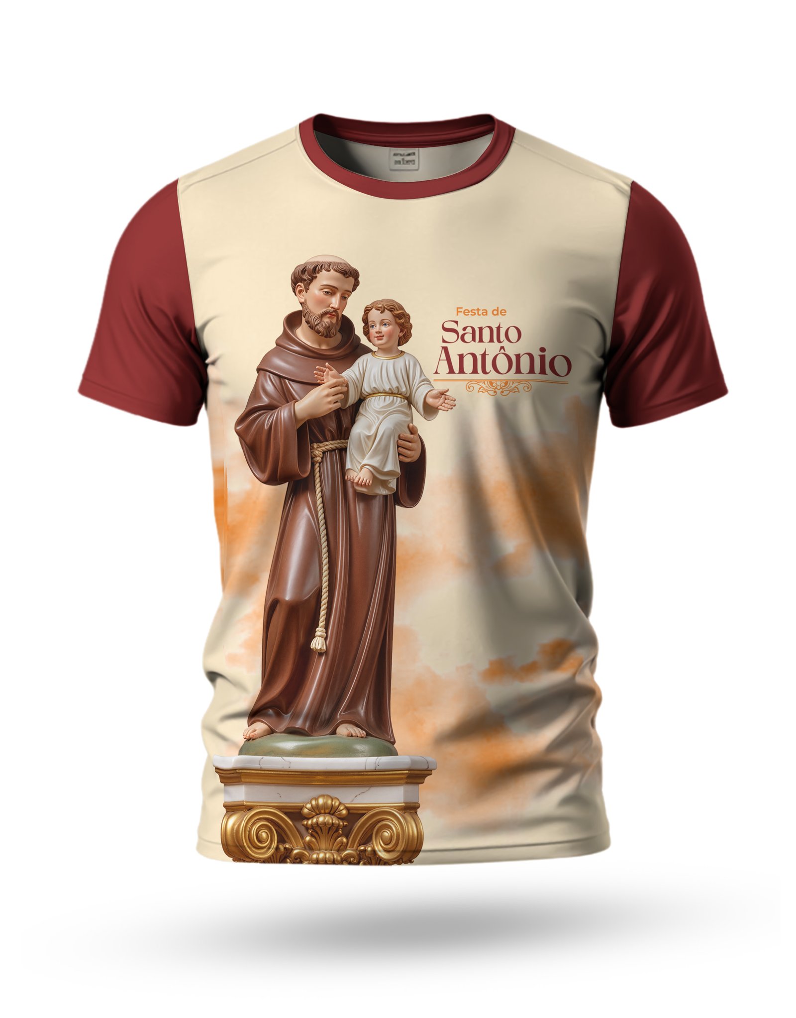 Arte camiseta de Santo Antônio 14 tema bege claro