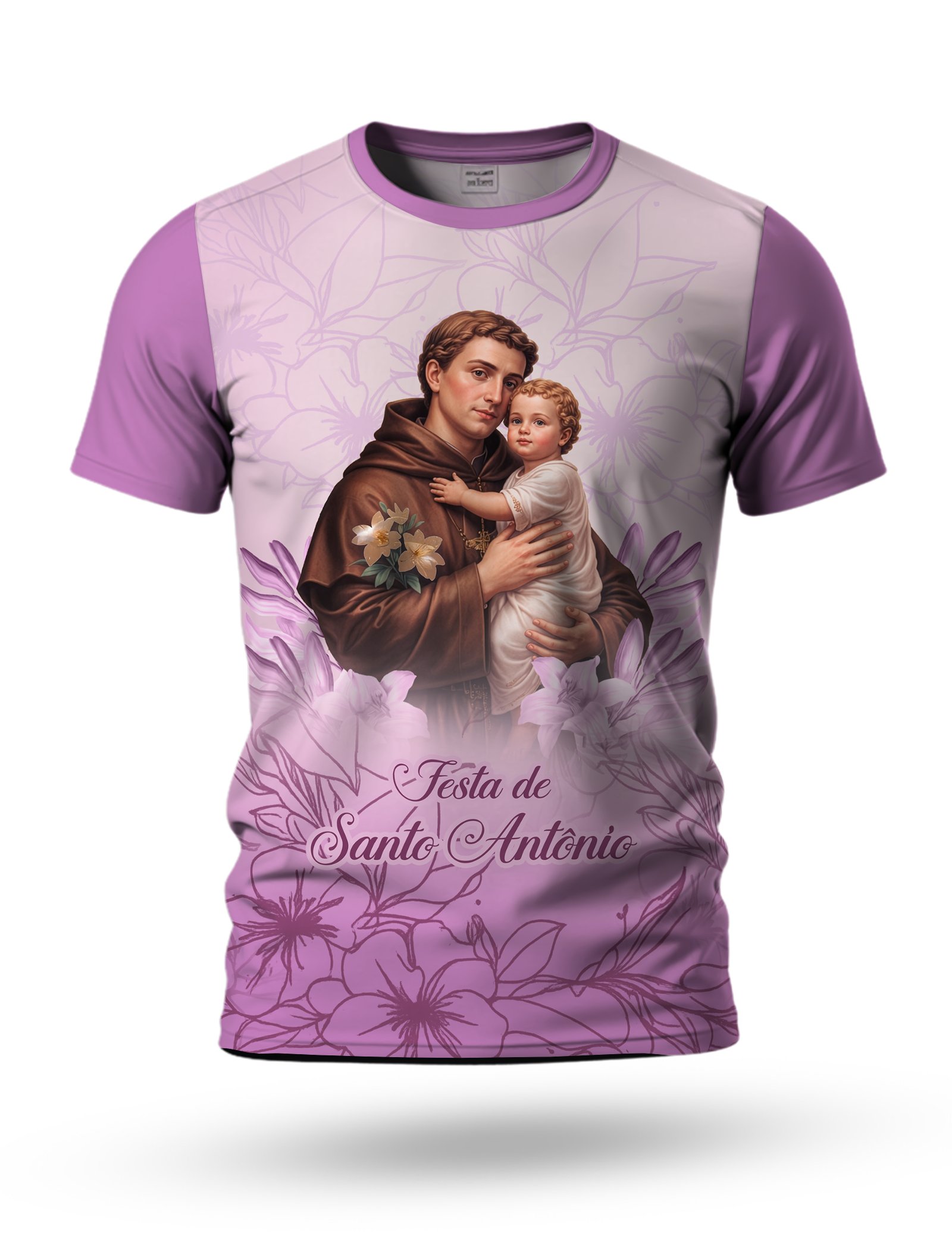 Arte camiseta de Santo Antônio 15 tema roxo claro