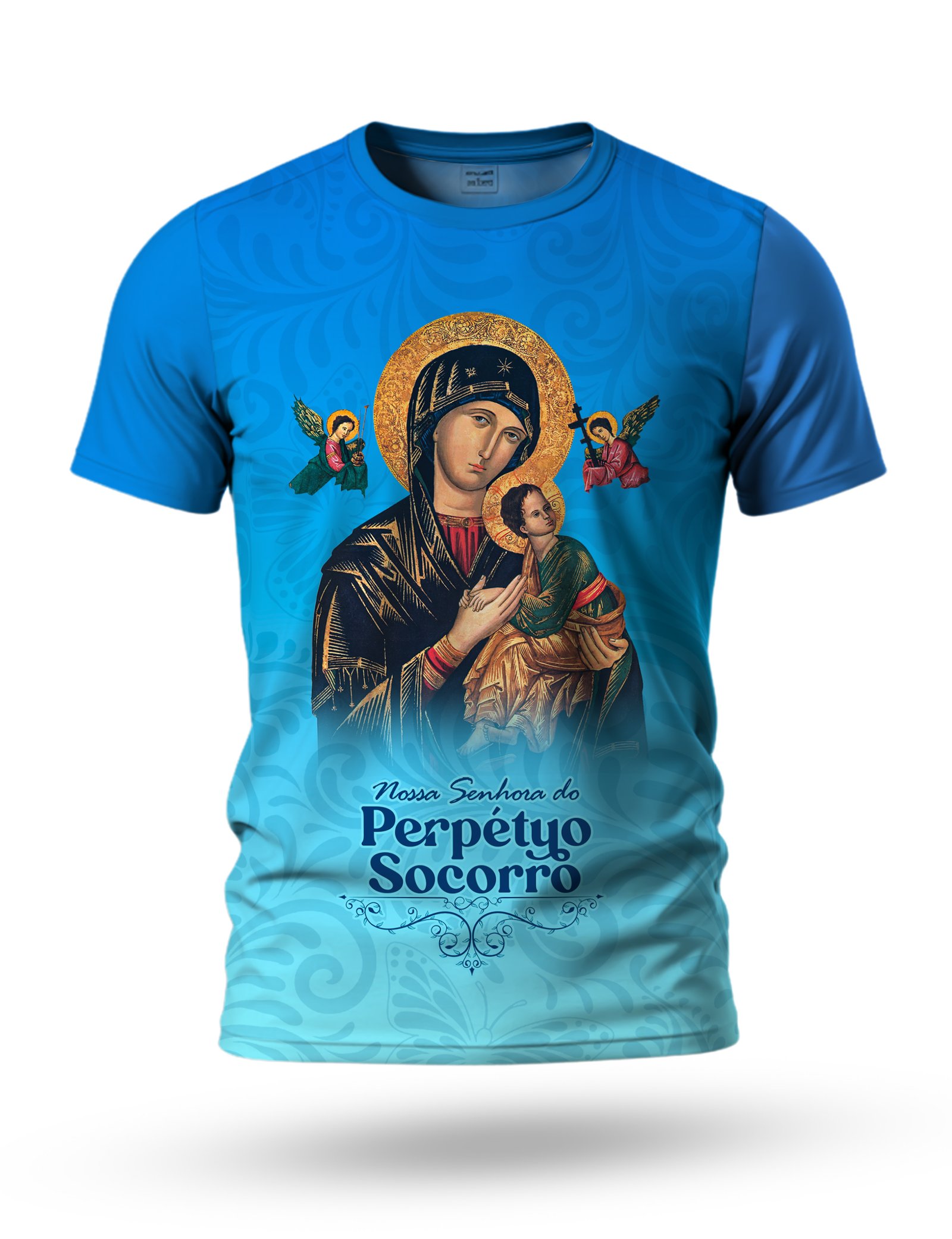 Arte Camiseta de Nossa Senhora do Perpétuo Socorro 01 tema azul