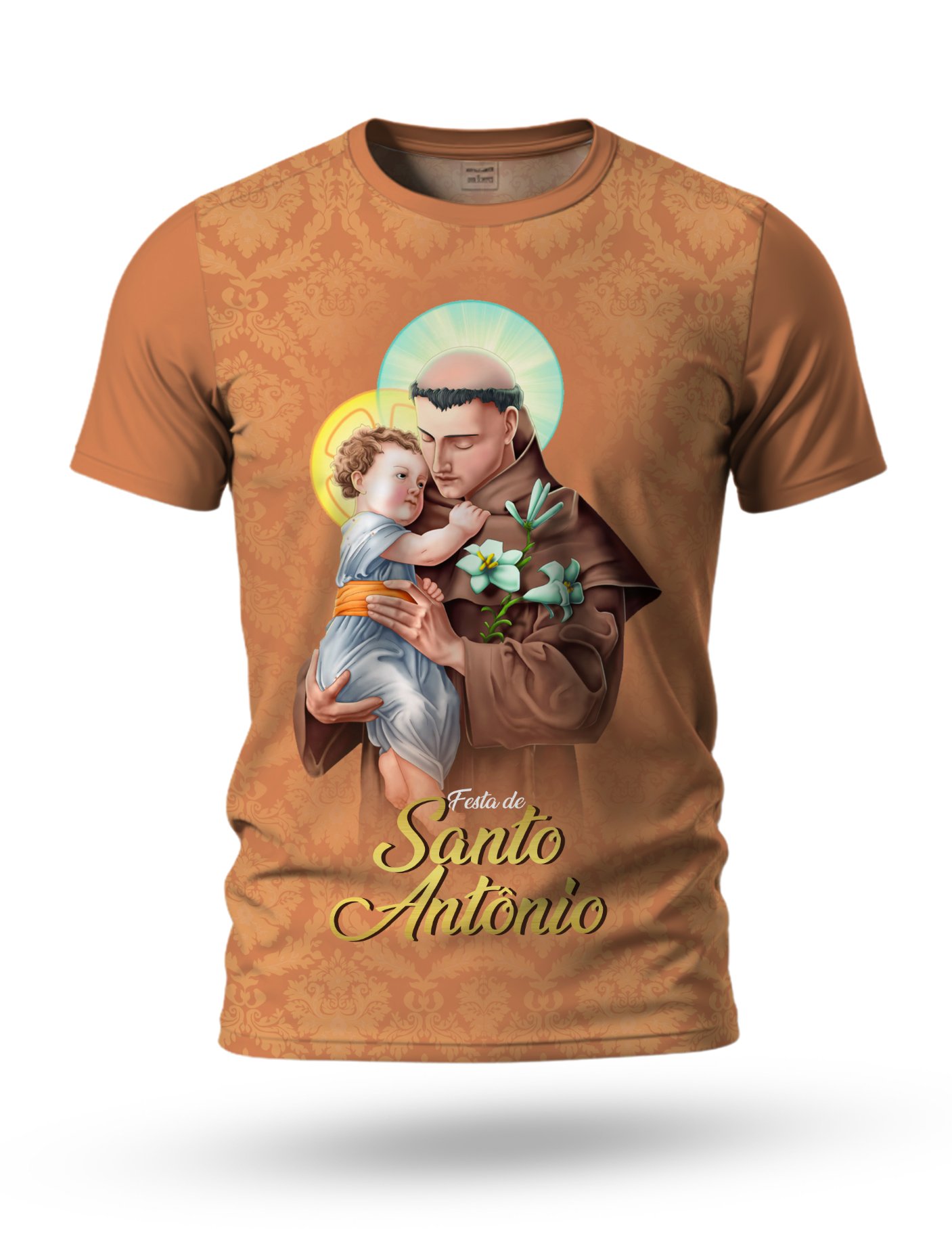 Arte camiseta de Santo Antônio 16 tema laranja