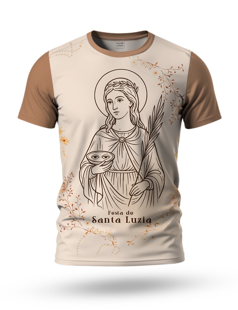 Arte camiseta de Santa Luzia 02 tema bege