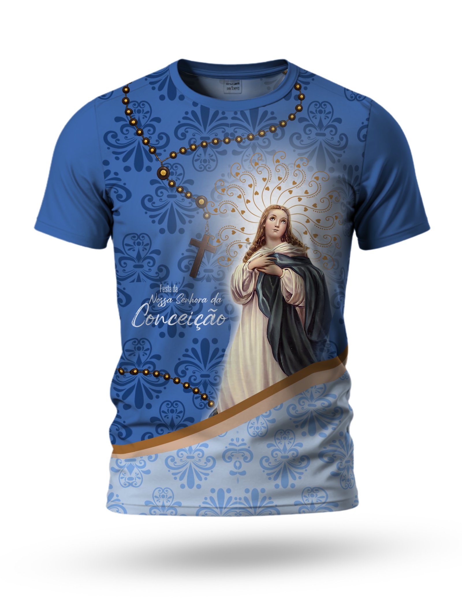 Arte Camiseta de Nossa Senhora da Conceição 11 azul claro