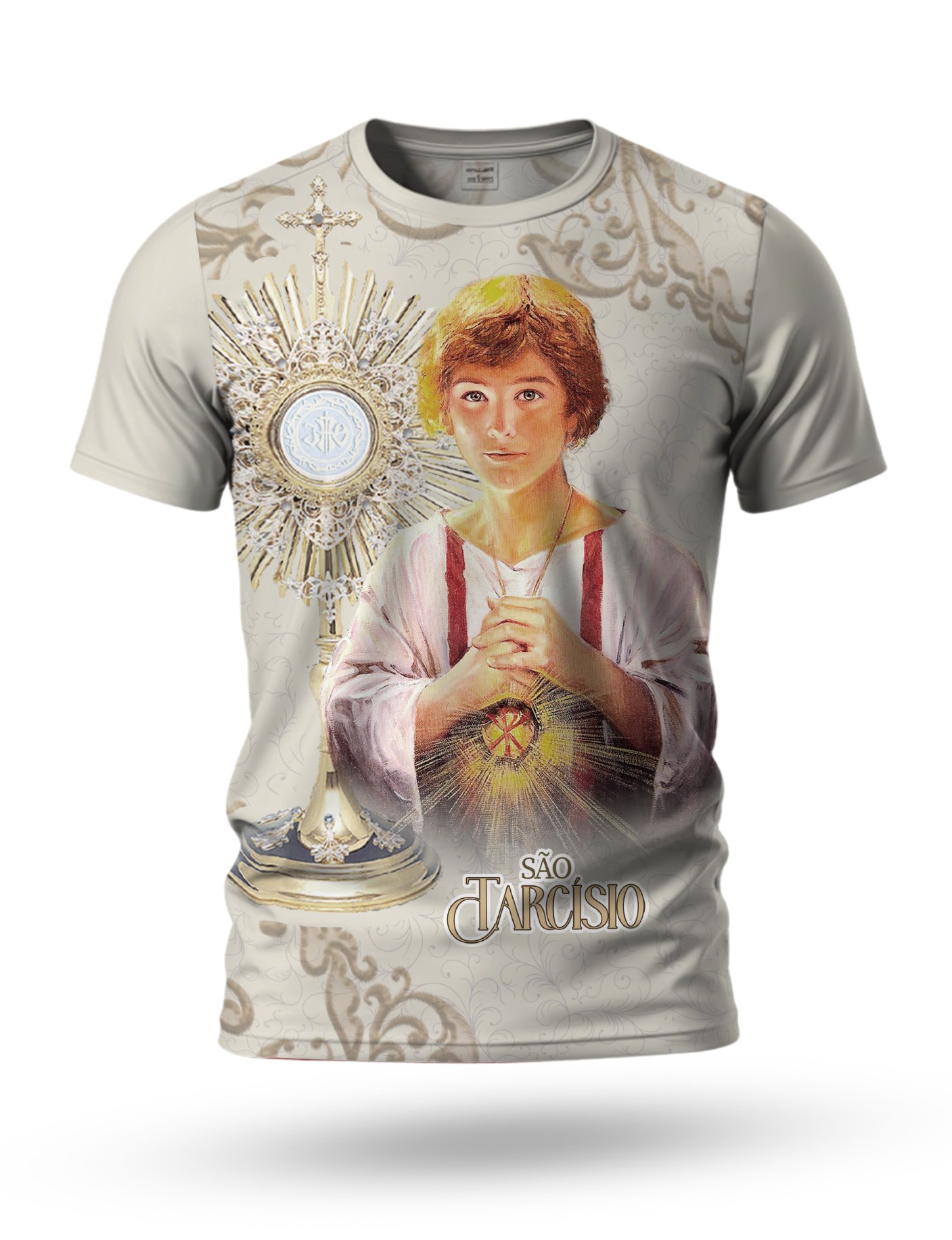 Arte Camiseta de São Tarcísio 05 tema bege