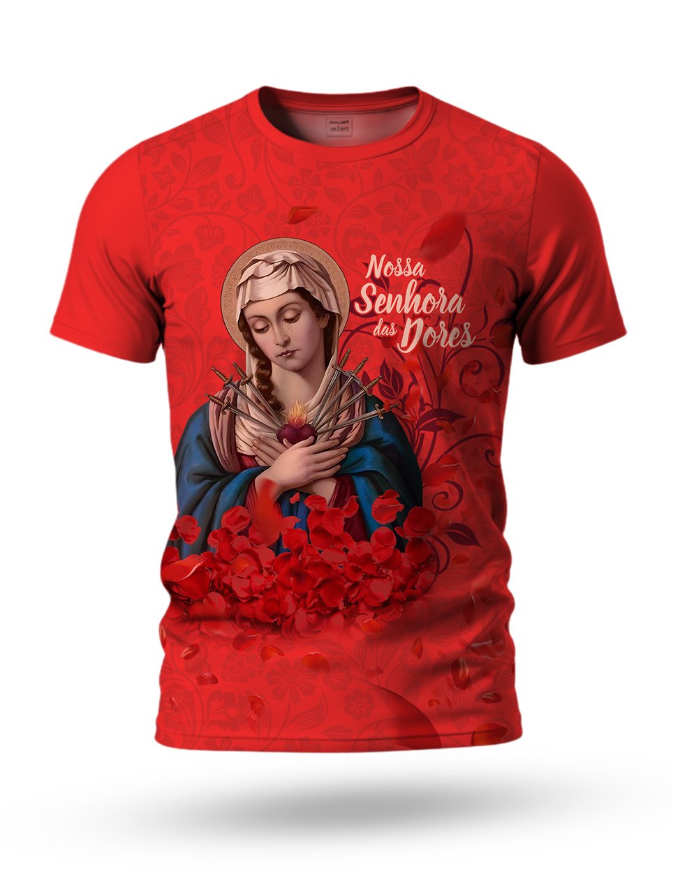 Arte Camiseta de Nossa Senhora das Dores 02 tema vermelho