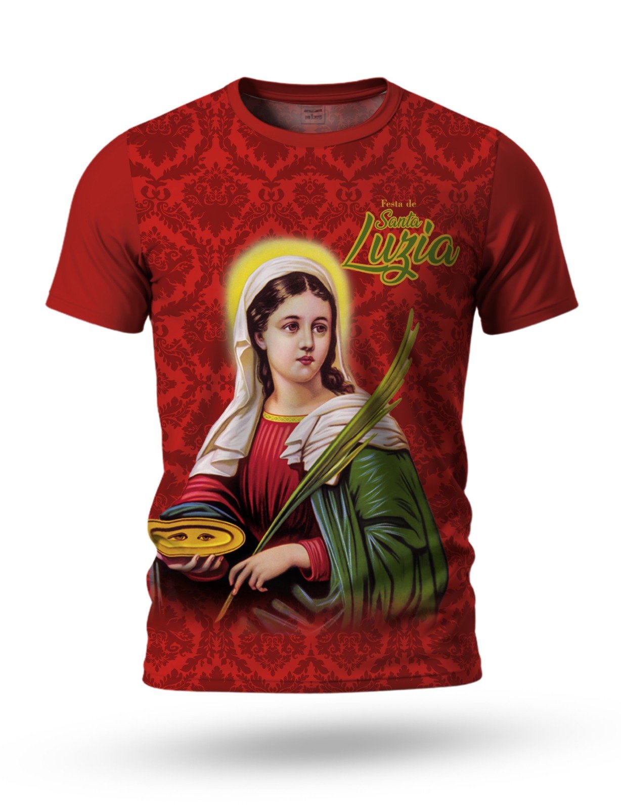 Arte camiseta de Santa Luzia 03 tema vermelho