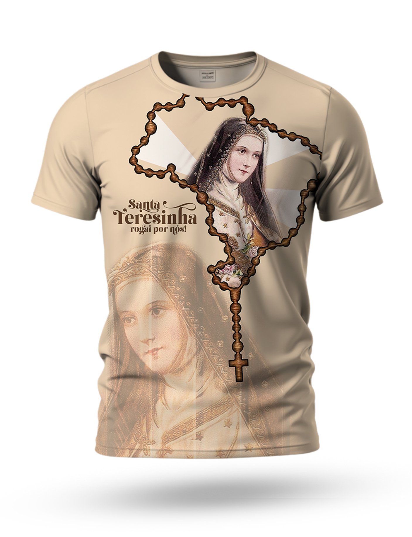 Arte camiseta de Santa Teresinha 01 tema bege
