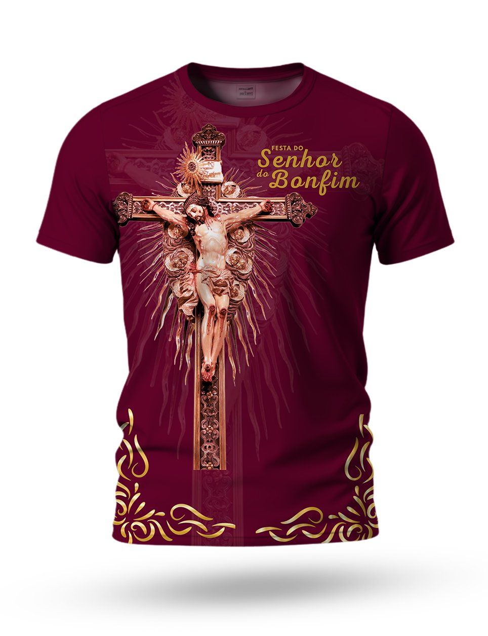 Arte Camiseta de Nosso Senhor do Bonfim 02 tema vinho