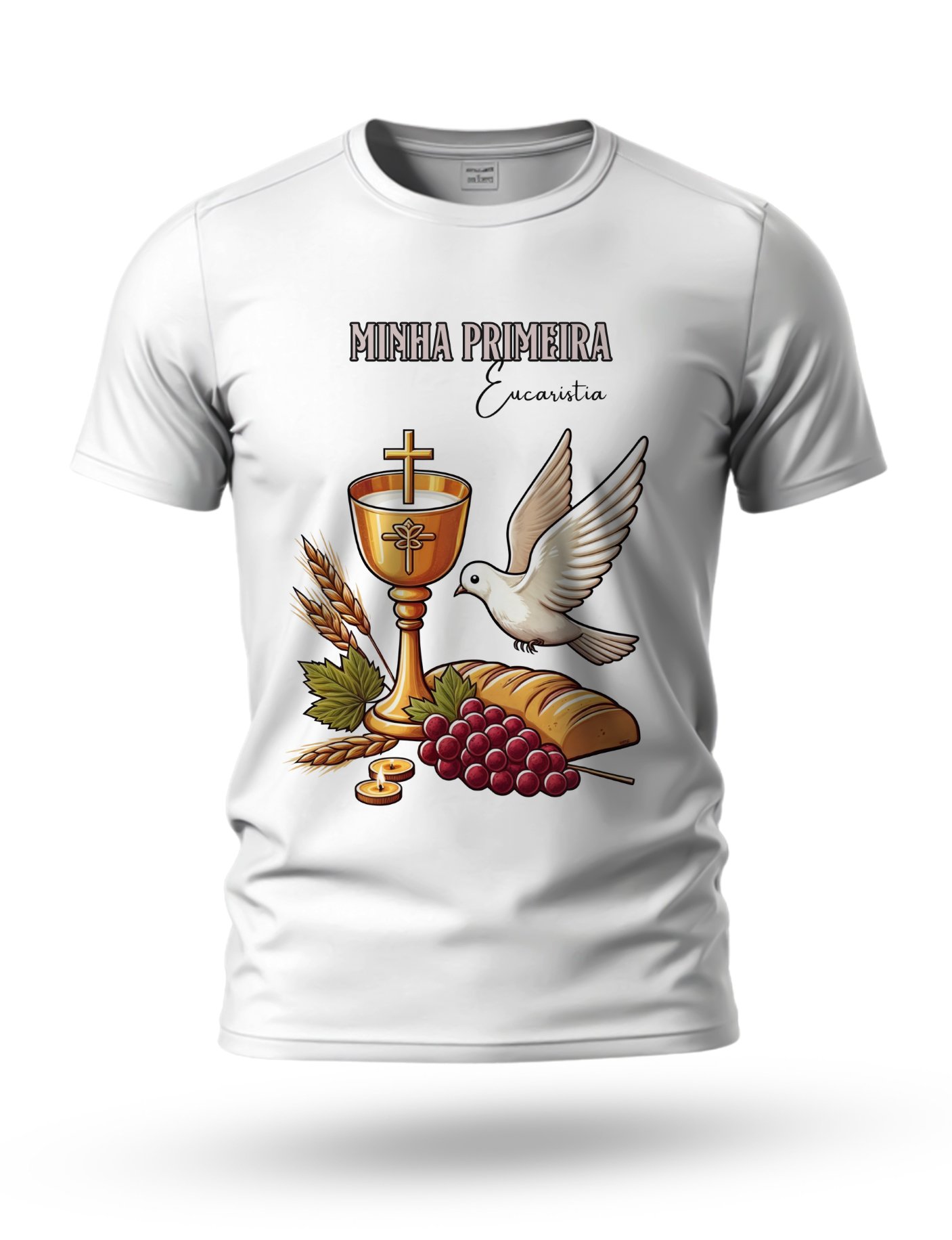 Arte Camiseta Primeira Eucaristia 05 tema branco