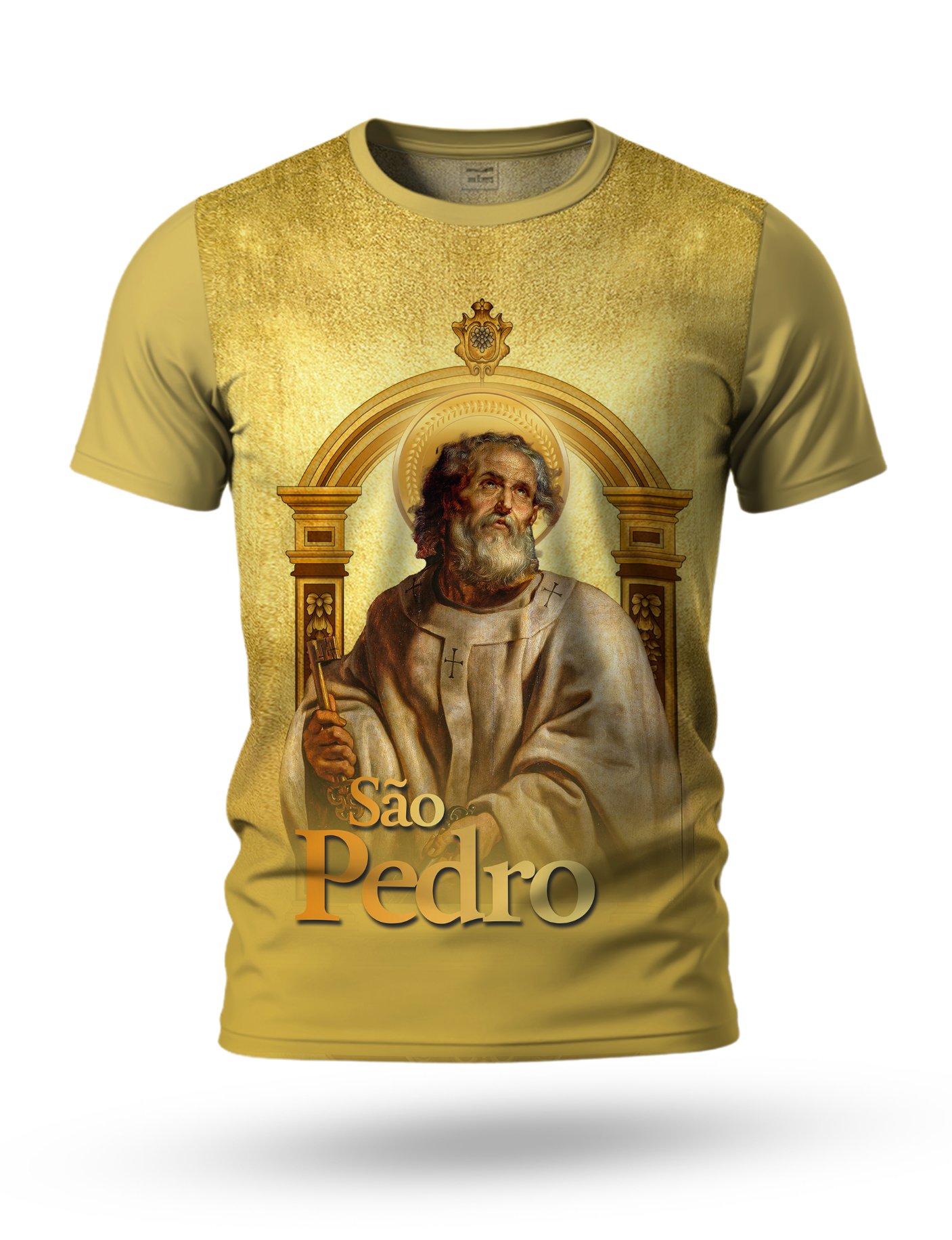 Arte Camiseta São Pedro 08 tema dourado