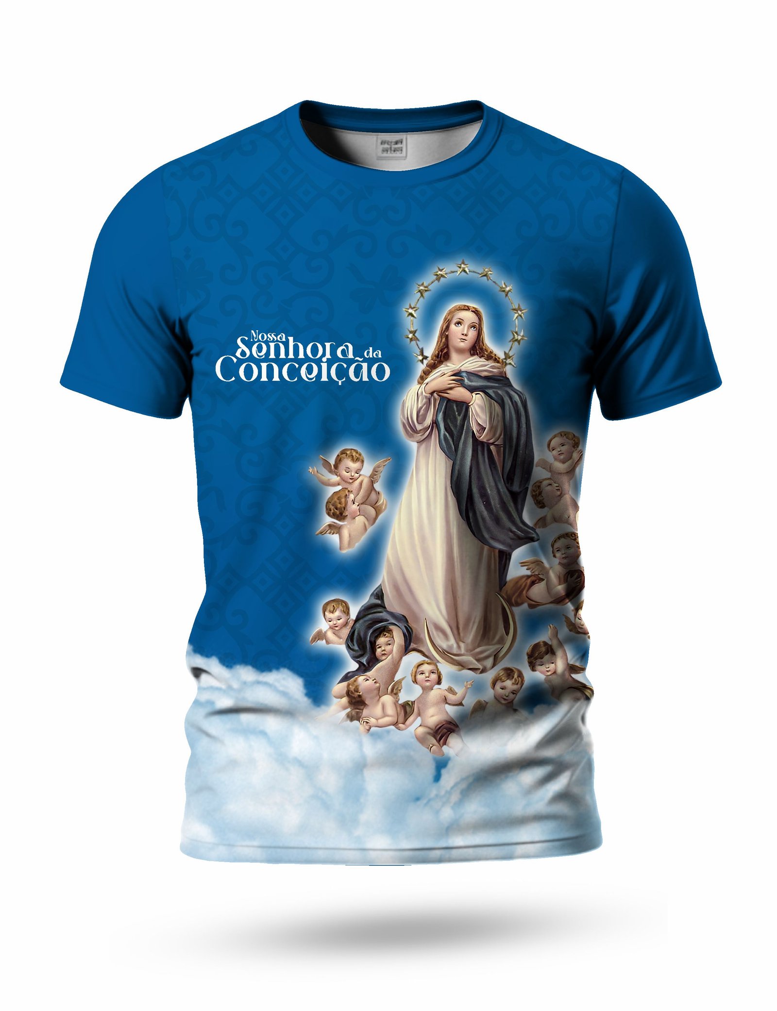 Arte Camiseta de Nossa Senhora da Conceição 13 tema azul e branco