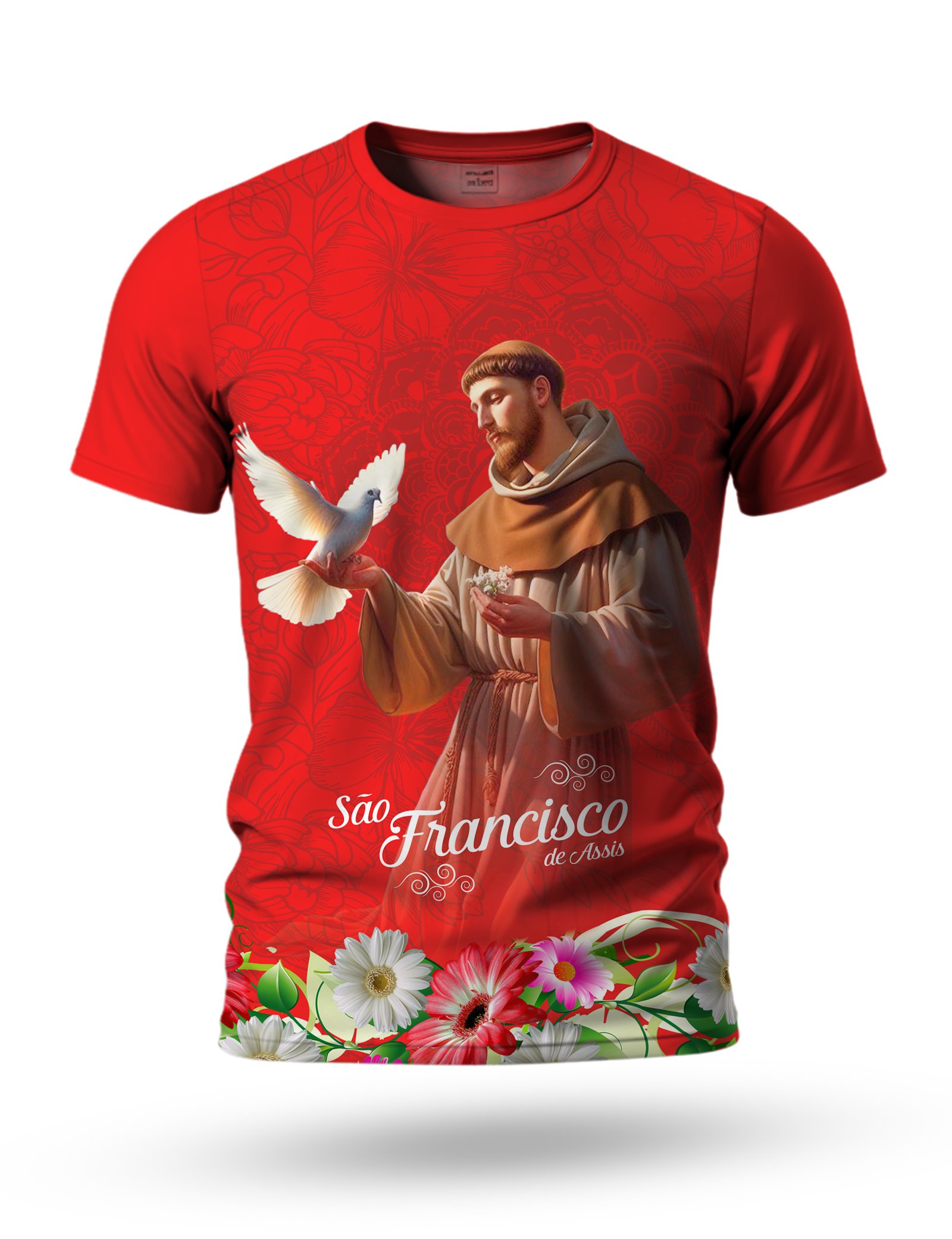 Arte Camiseta São Francisco de Assis 08 tema vermelho