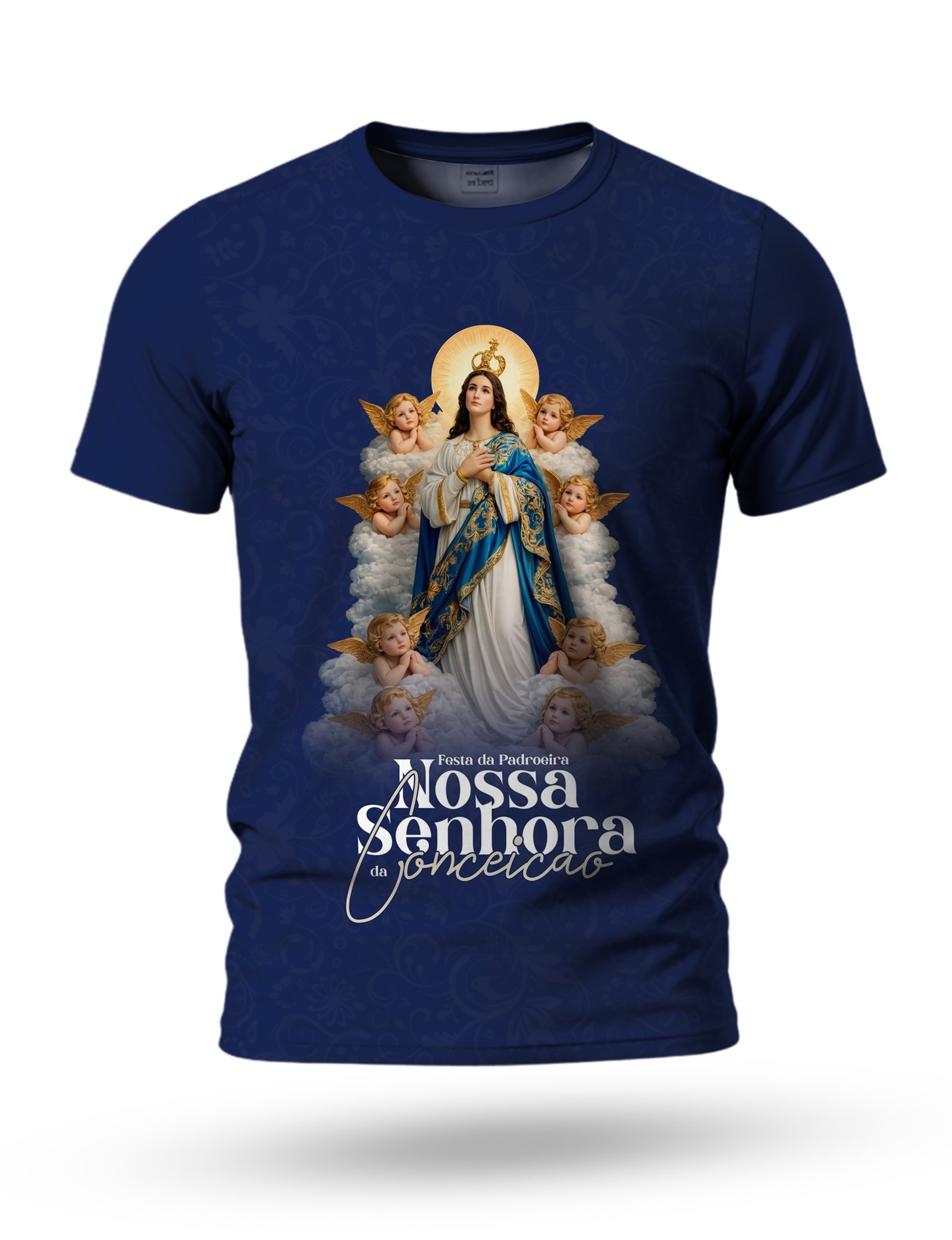 Arte Camiseta de Nossa Senhora da Conceição 14 tema azul escuro