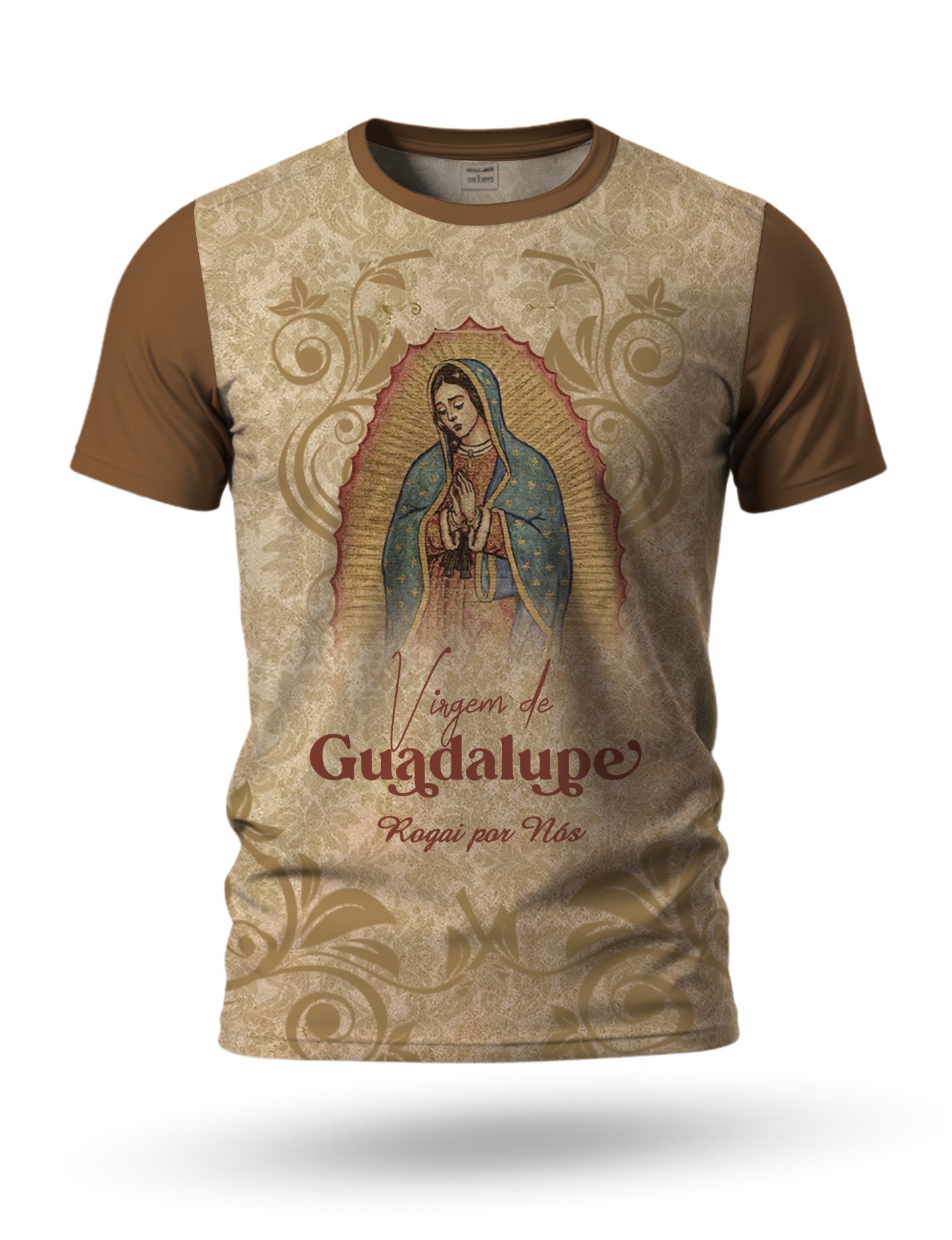 Arte Camiseta Nossa Senhora de Guadalupe 04 tema marrom