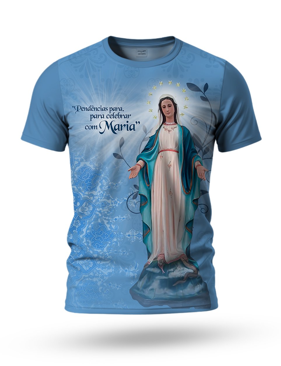 Arte Camiseta de Nossa Senhora das Graças 06 tema azul claro