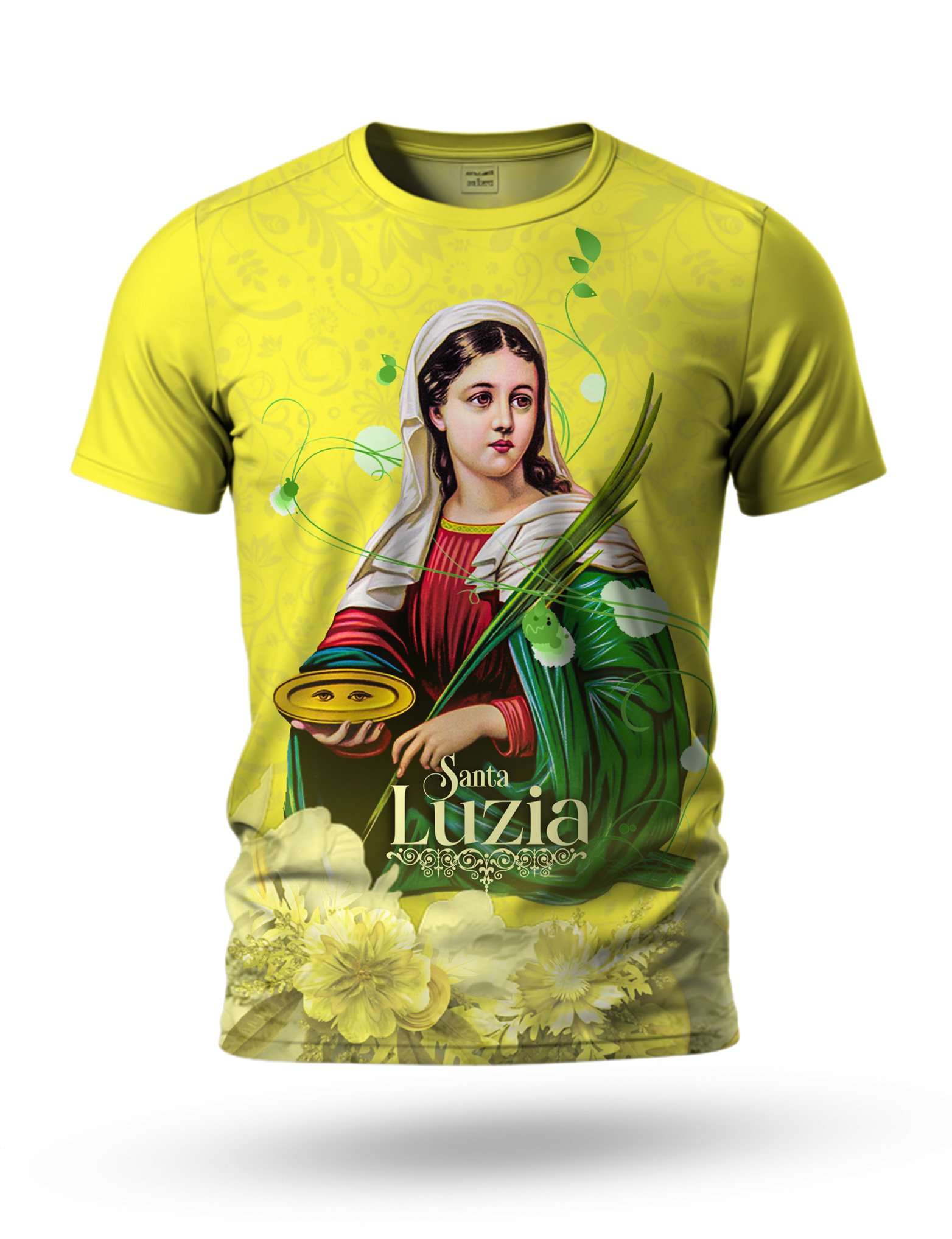 Arte camiseta de Santa Luzia 06 tema amarelo