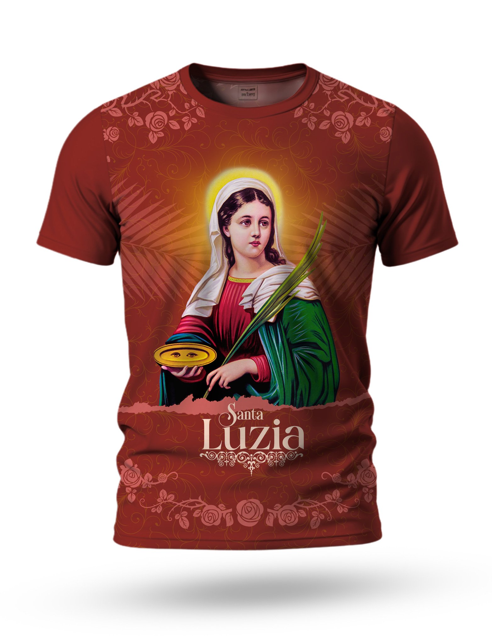 Arte camiseta de Santa Luzia 07 tema vermelho