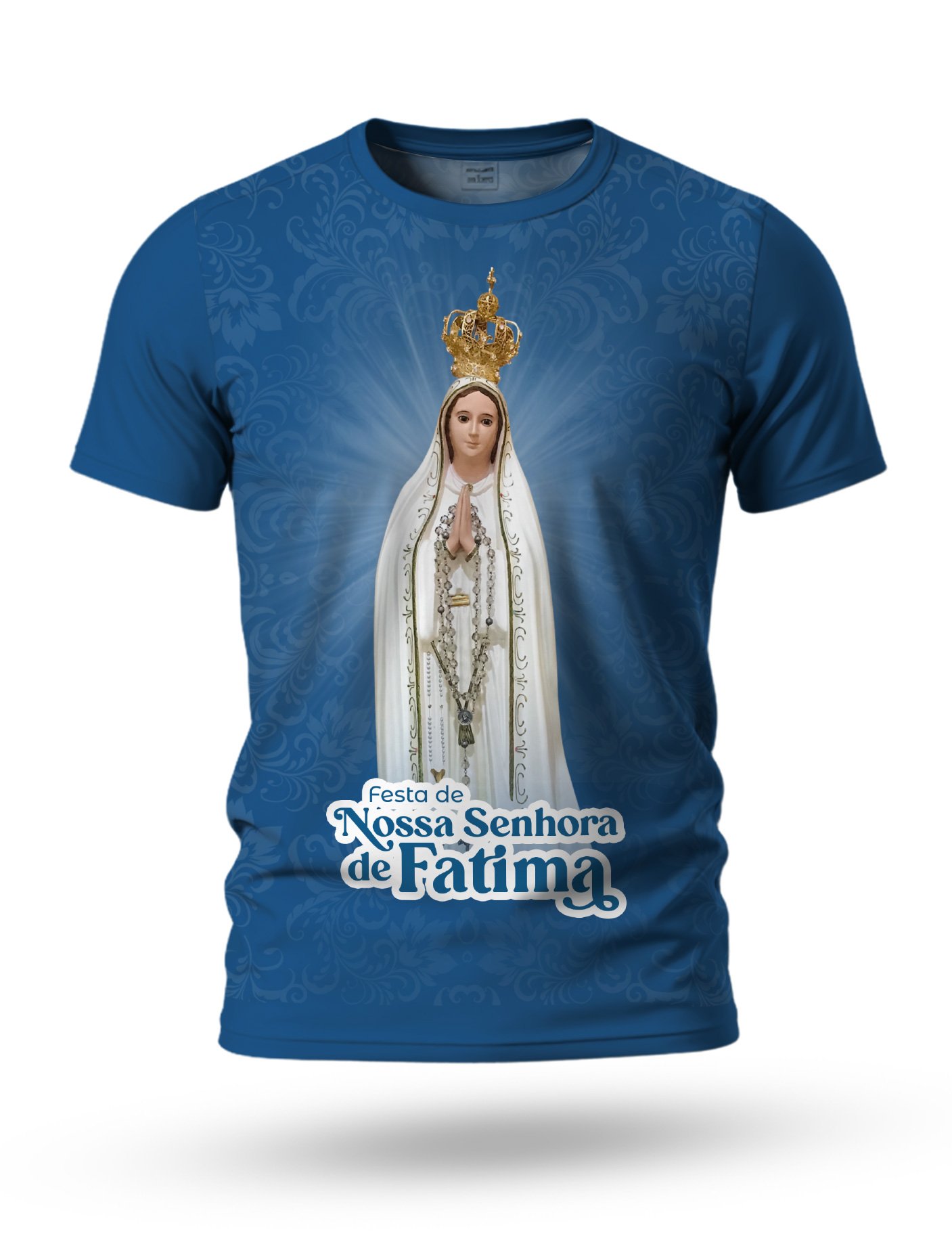 Arte Camiseta de Nossa Senhora de Fátima 06 tema azul