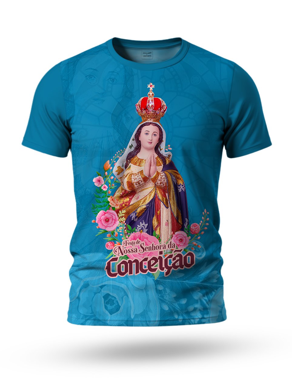 Arte Camiseta de Nossa Senhora da Conceição 16 tema azul claro