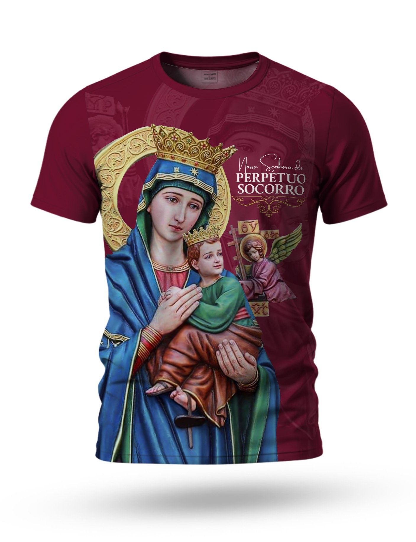 Arte Camiseta de Nossa Senhora do Perpétuo Socorro 03 tema vermelho