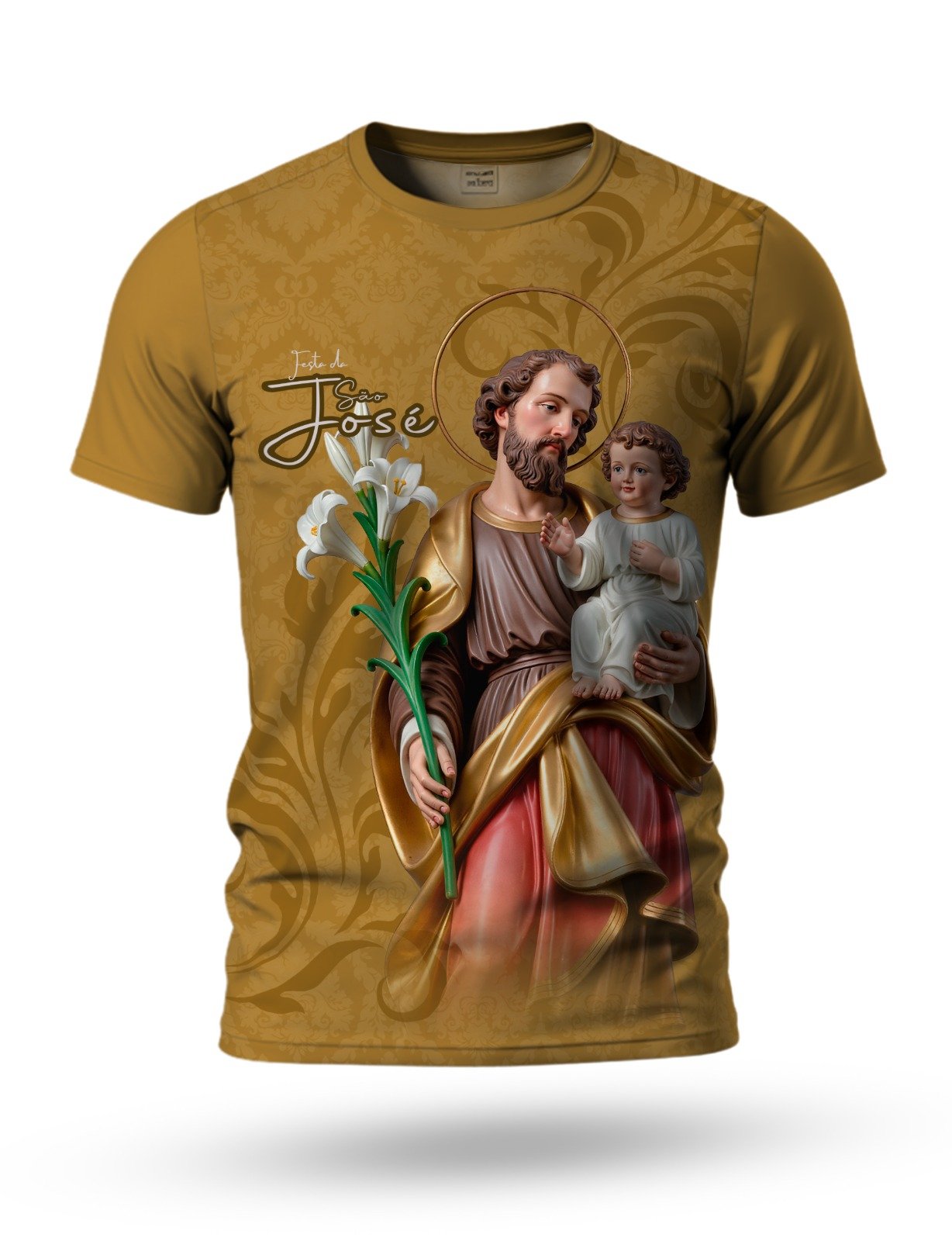 Arte Camiseta de São José 05 tema dourado escuro
