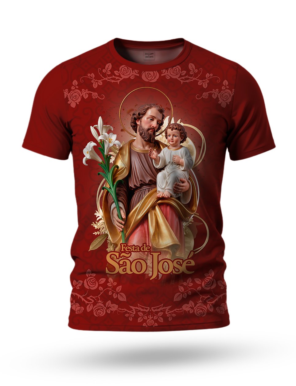 Arte Camiseta de São José 08 tema vermelha
