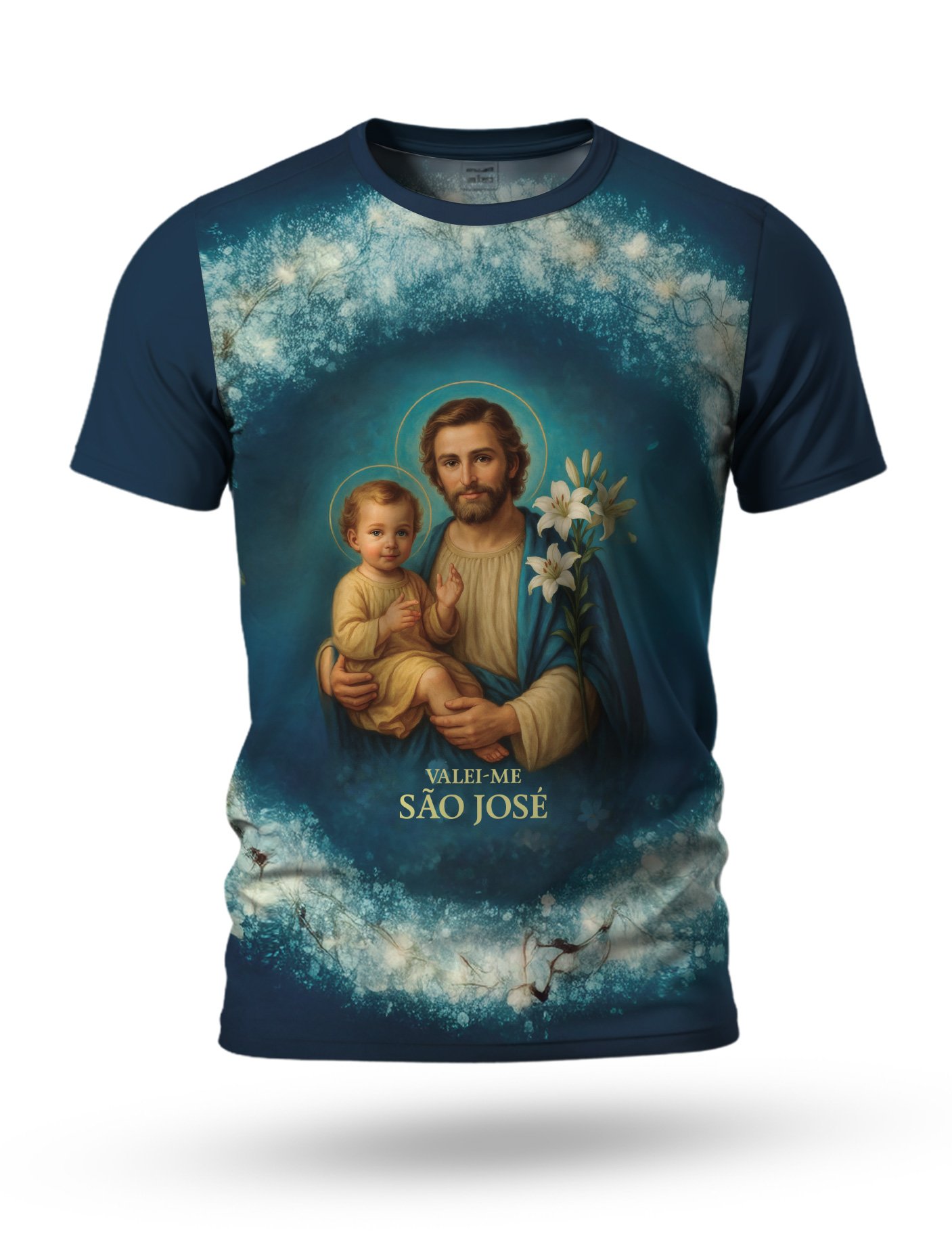 Arte Camiseta de São José 11 tema Azul celeste escuro