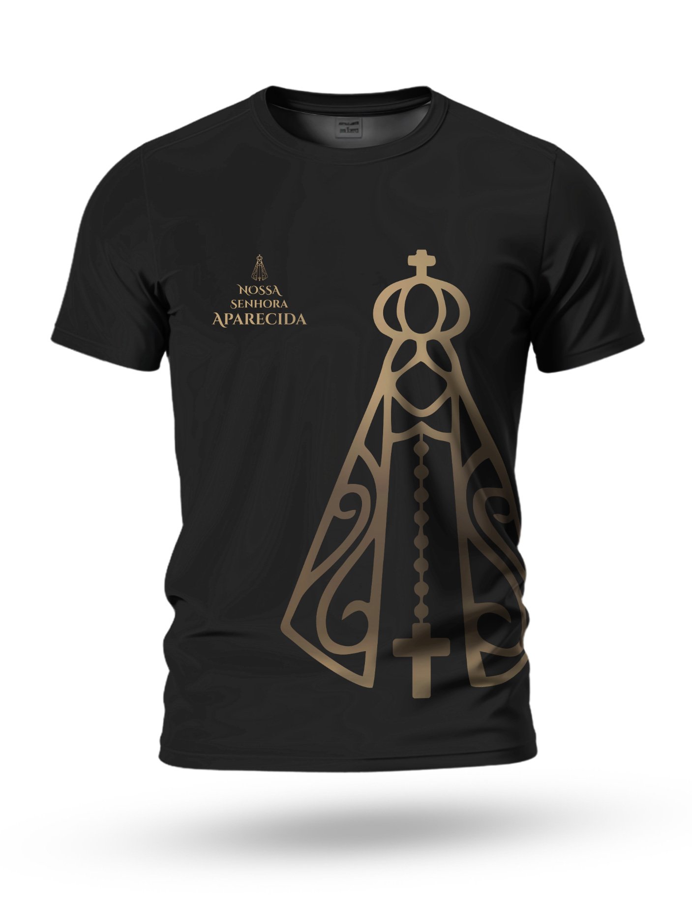 Arte Camiseta de Nossa Senhora Aparecida 08 tema black e dourado