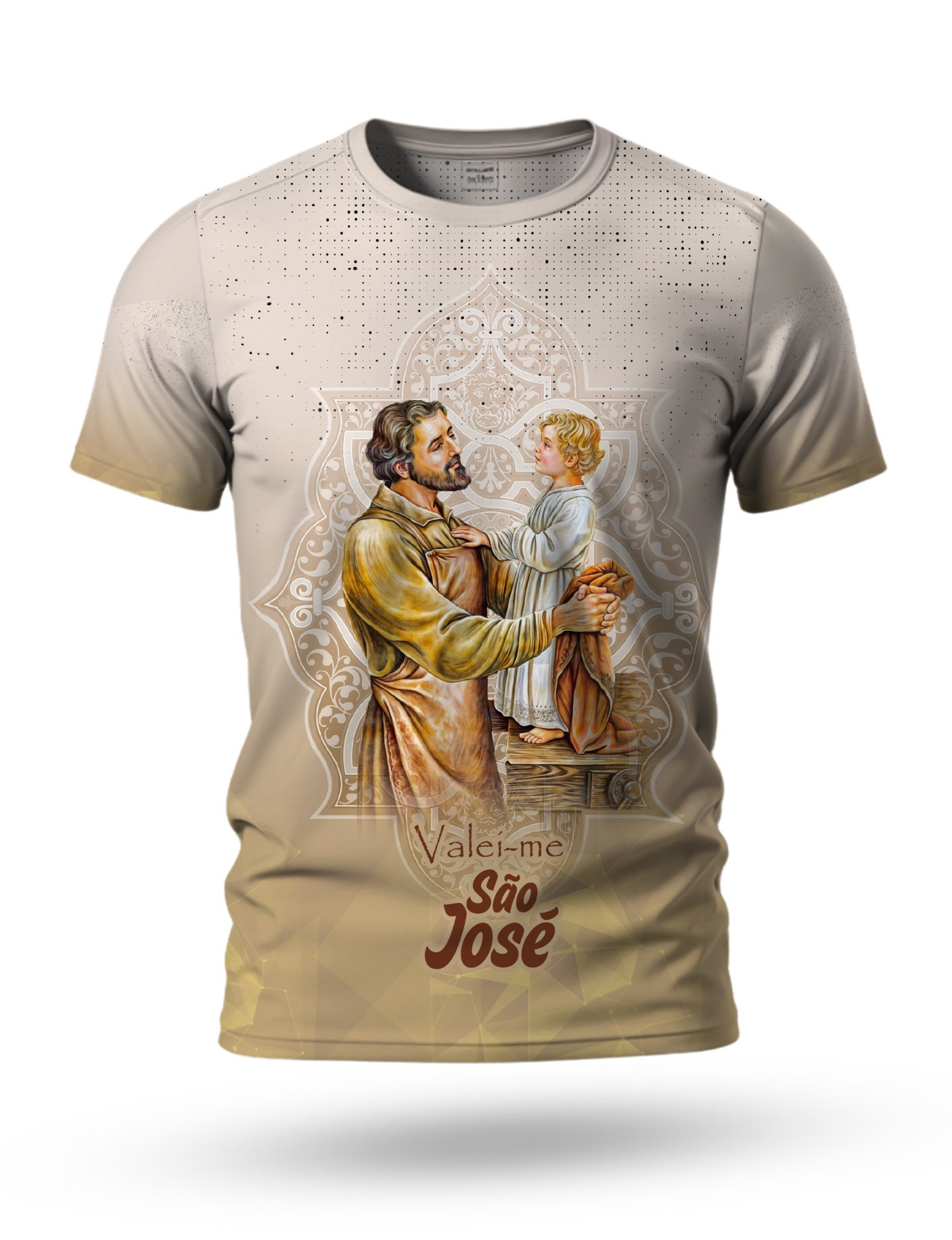 Arte Camiseta de São José 12 tema creme e dourado