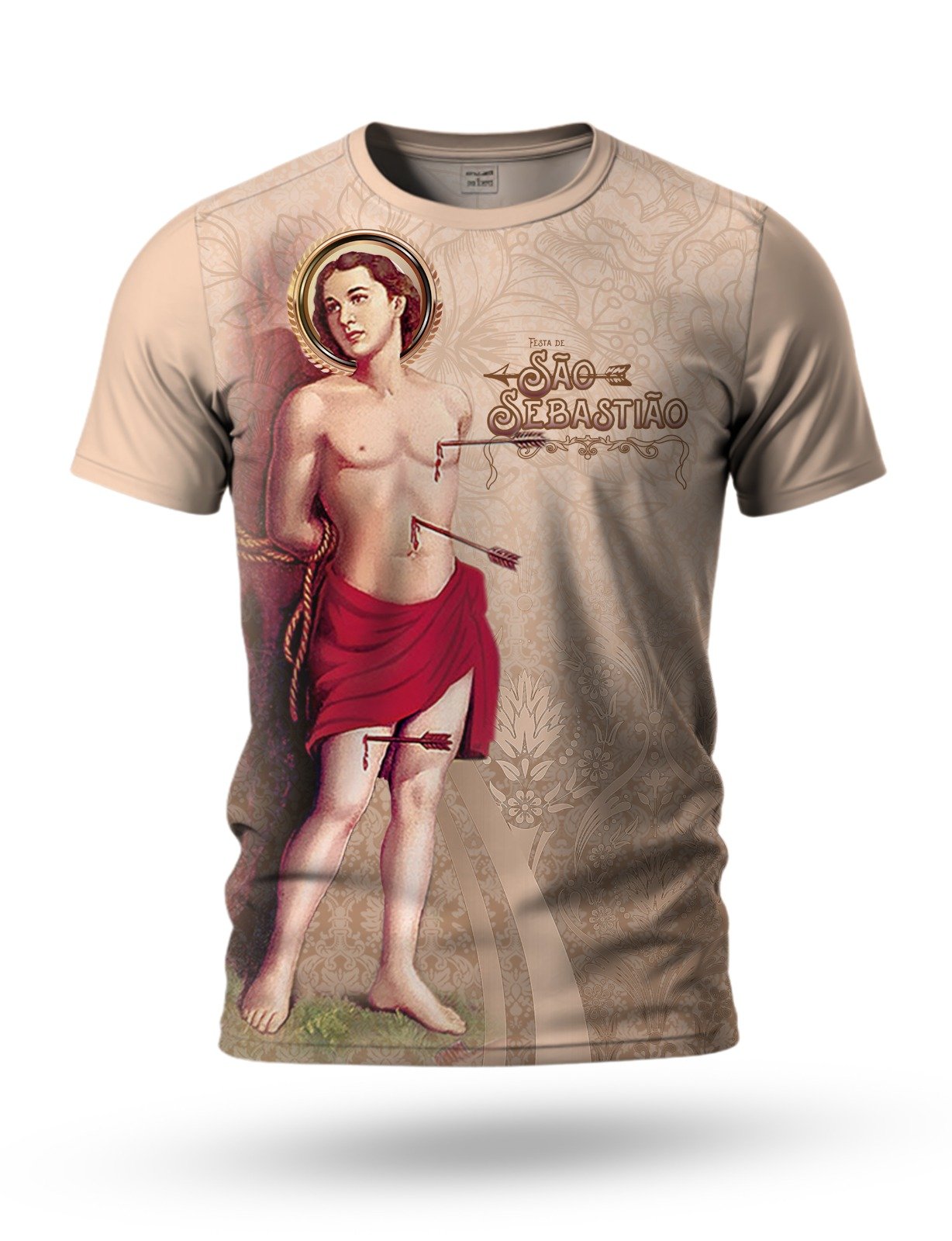 Arte: Arte camiseta de São Sebastião 01 tema bege