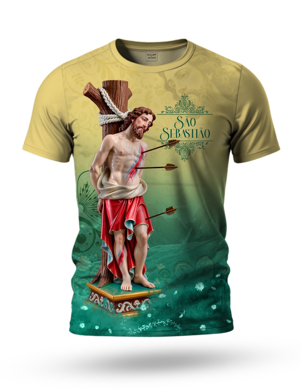 Arte: Arte camiseta de São Sebastião 02 tema amarelo e verde