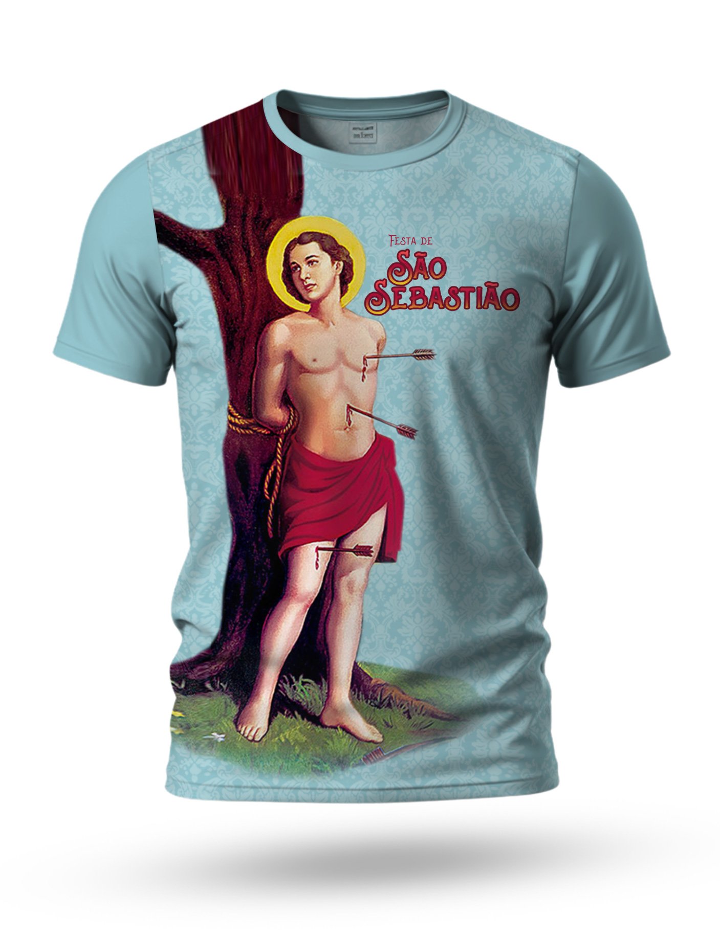 Arte: Arte camiseta de São Sebastião 06 tema azul claro
