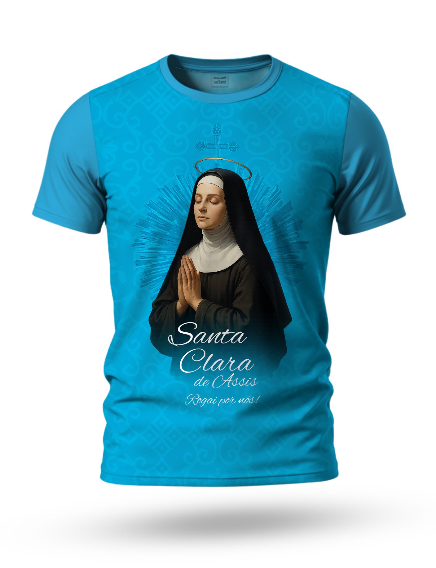 Arte: Arte Camiseta de Santa Clara para sublimação 08 tema ciano