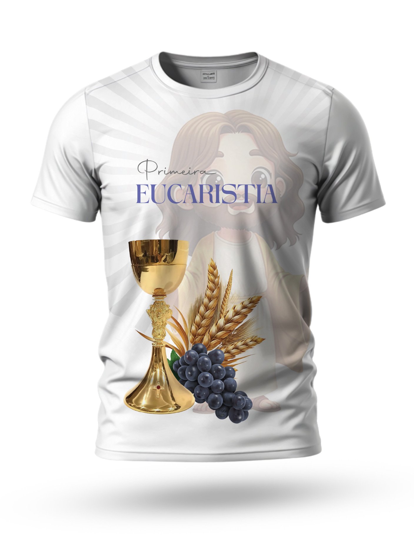 Arte: Arte Camiseta Primeira Eucaristia 08 tema branco