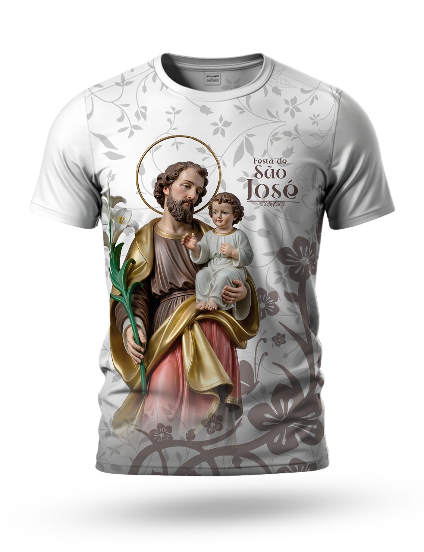 Arte: Arte Camiseta de São José 18 tema branco e marrom