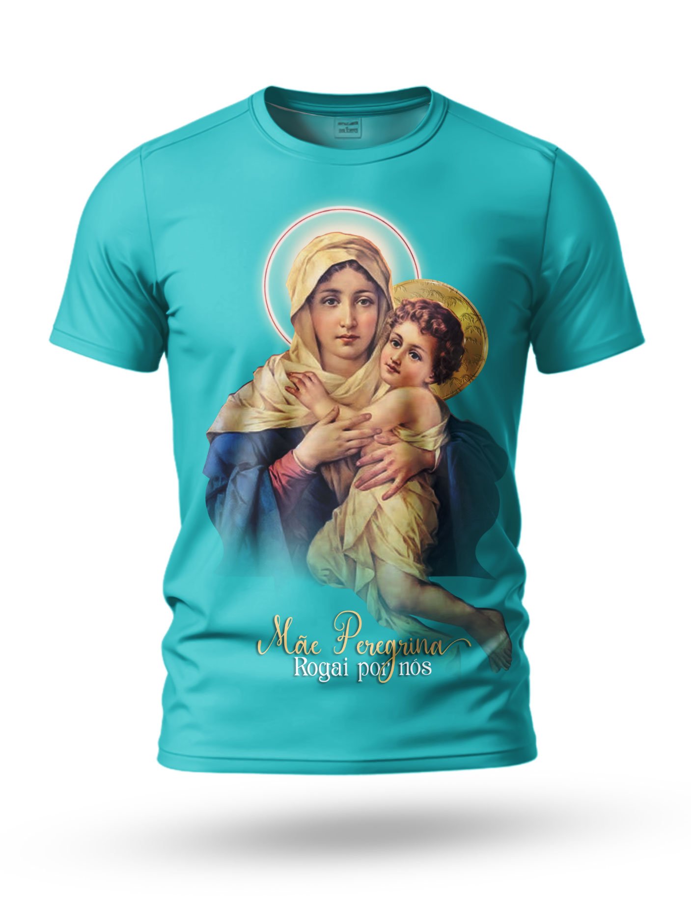 Arte: Arte Camiseta da Mãe Peregrina 03 tema ciano